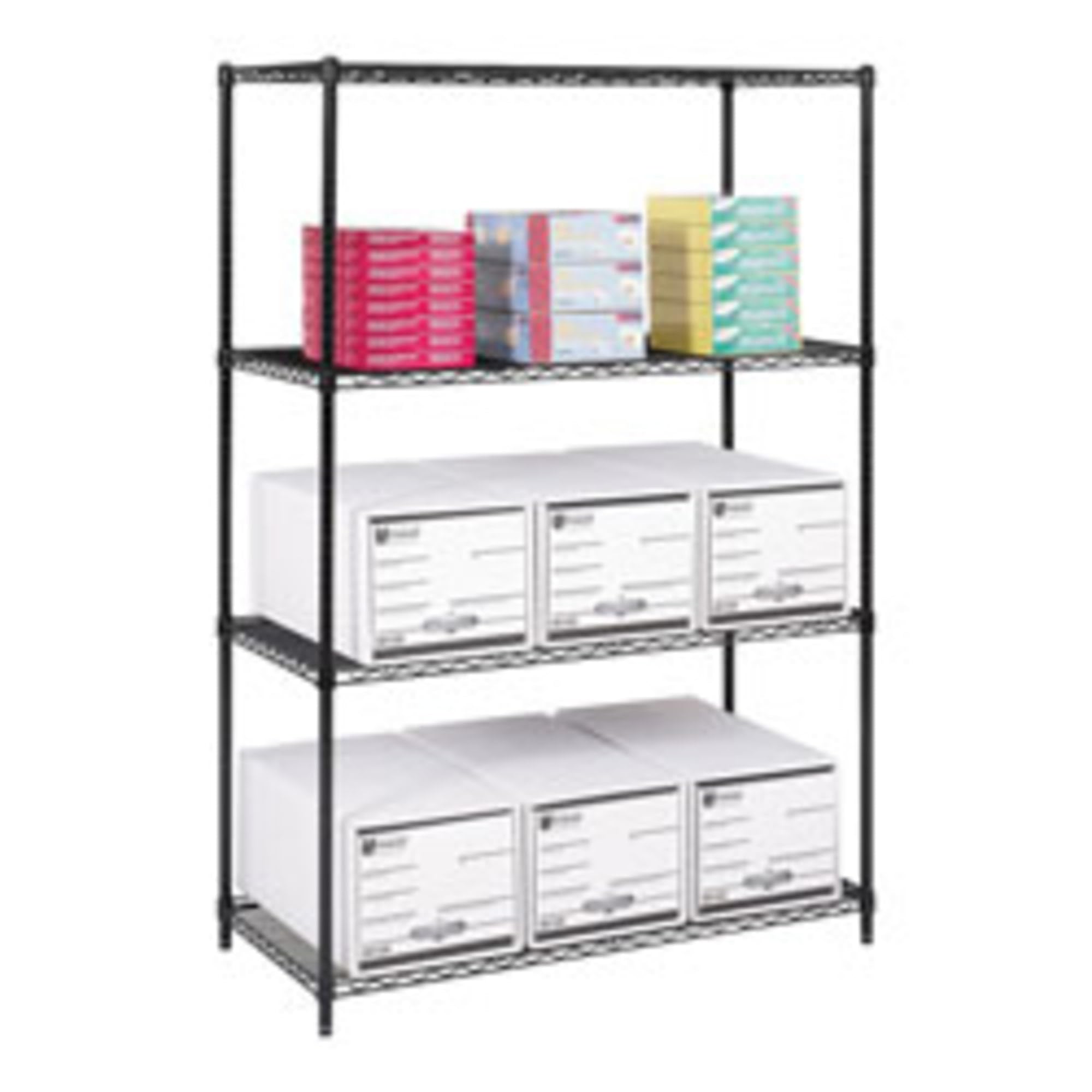 Safco 5294BL Black Industrial Wire Shelving Starter Unit - 48