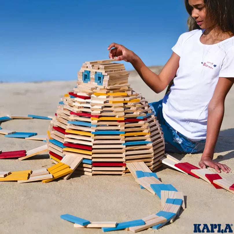 Premium KAPLA Wooden Building Blocks - 200-Piece Summer Set in Sturdy Storage Box | Creative STEM Toys for Kids, Perfect for Indoor & Outdoor Play, Educational Gift for Toddlers & Children