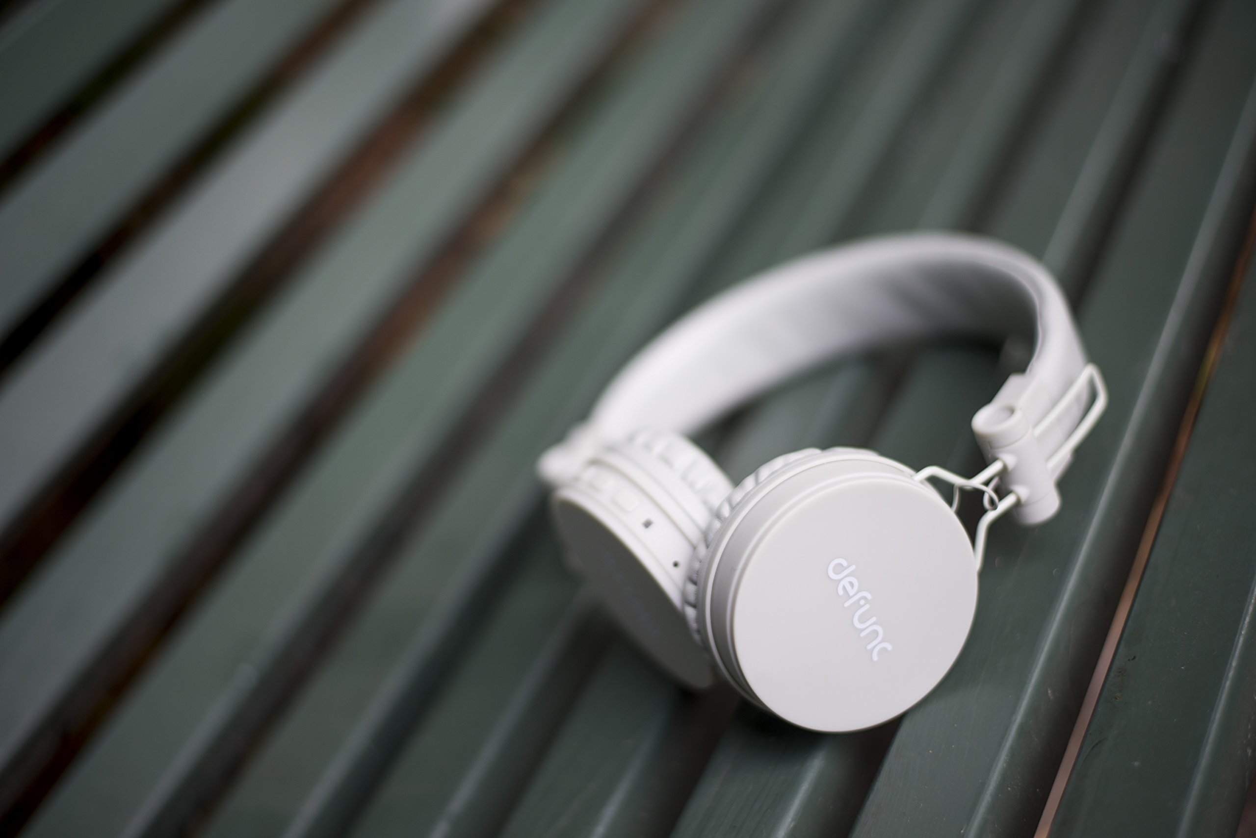 Defunc GO Foldable Wireless Bluetooth Headphones - Lightweight Over-Ear Headset with Built-in Mic for Travel, Workout & Commuting (White) - Perfect for Airplane, Gym & Daily Use
