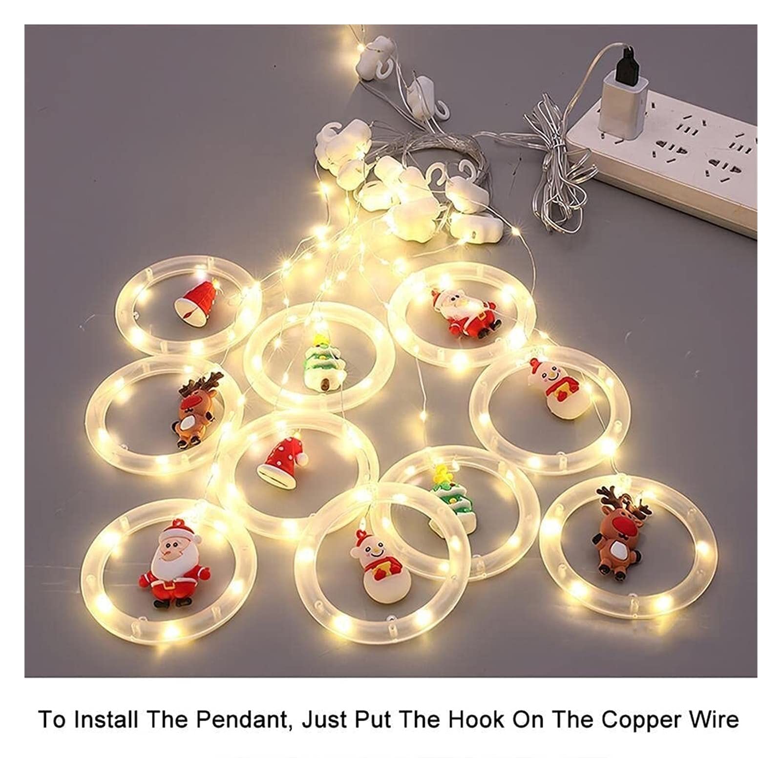 LED Christmas Curtain String Lights with Wishing Balls & Icicles - Santa, Snowman, Reindeer Decor for Tree, Window & Home - Perfect for Holiday Parties, Indoor/Outdoor Decorations & Gift Giving