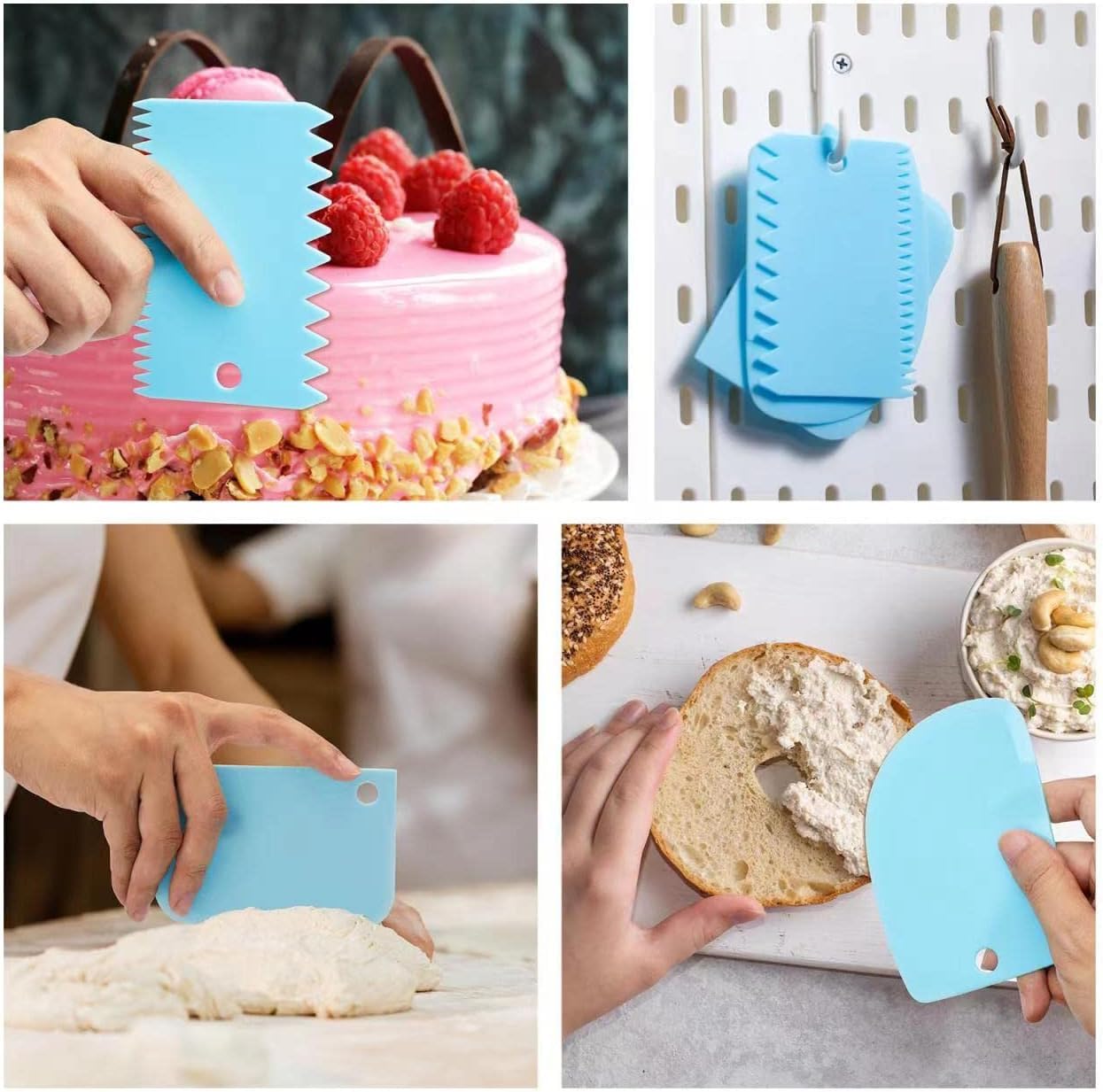 Lukzer 3-Piece Plastic Cake Scraper Set - Dough Bench Scraper, Cake Cutter & Smoother for Fondant, Icing, Pastry Decorating - Essential Baking Tools for Cake Decorating, Cookie Dough Cutting & Kitchen Prep