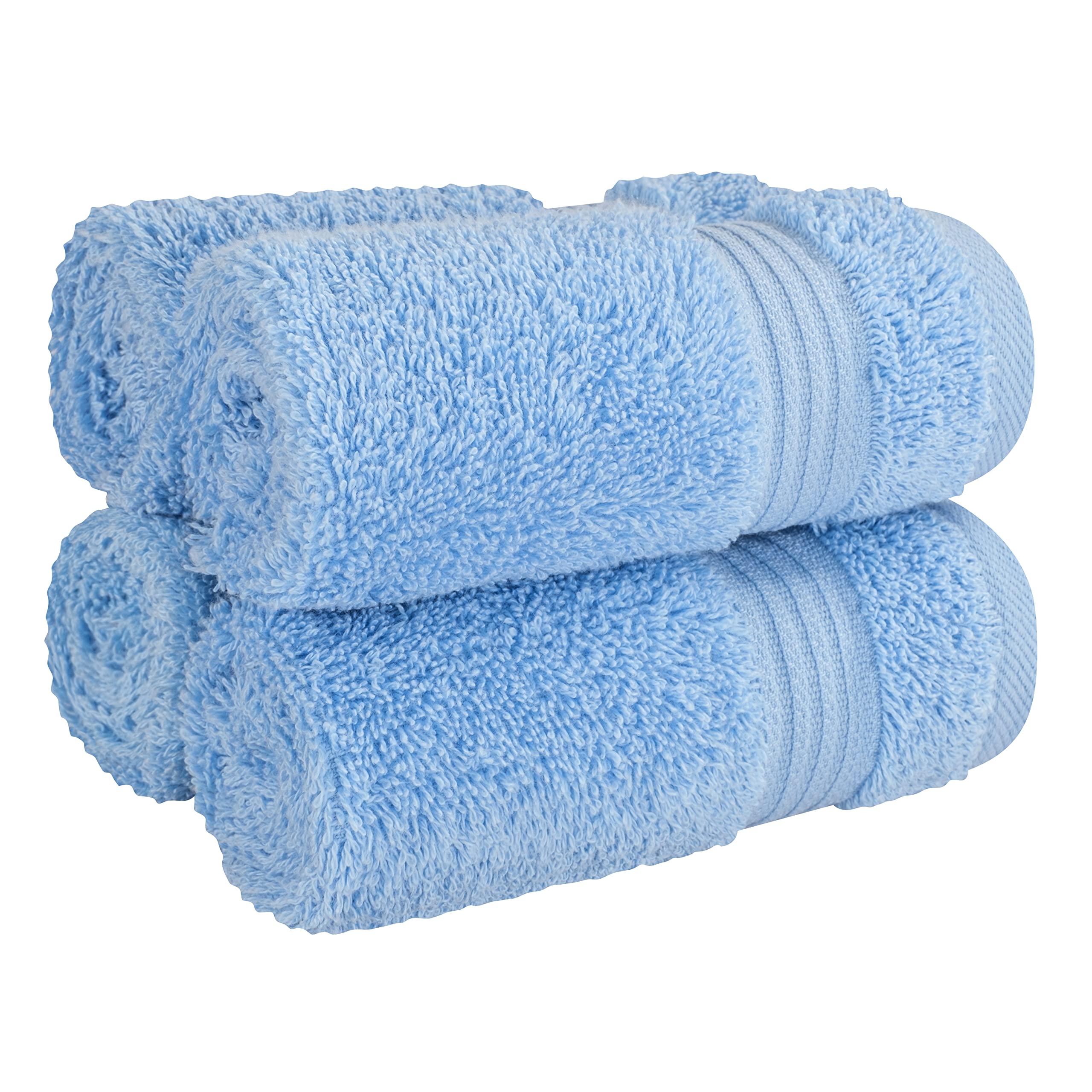 100% Cotton Turkish Washcloths - Ultra Soft & Absorbent 4-Piece Bath Towel Set for Face, Hands & Body | Sky Blue Bathroom Towels for Spa, Baby Care & Gentle Exfoliation