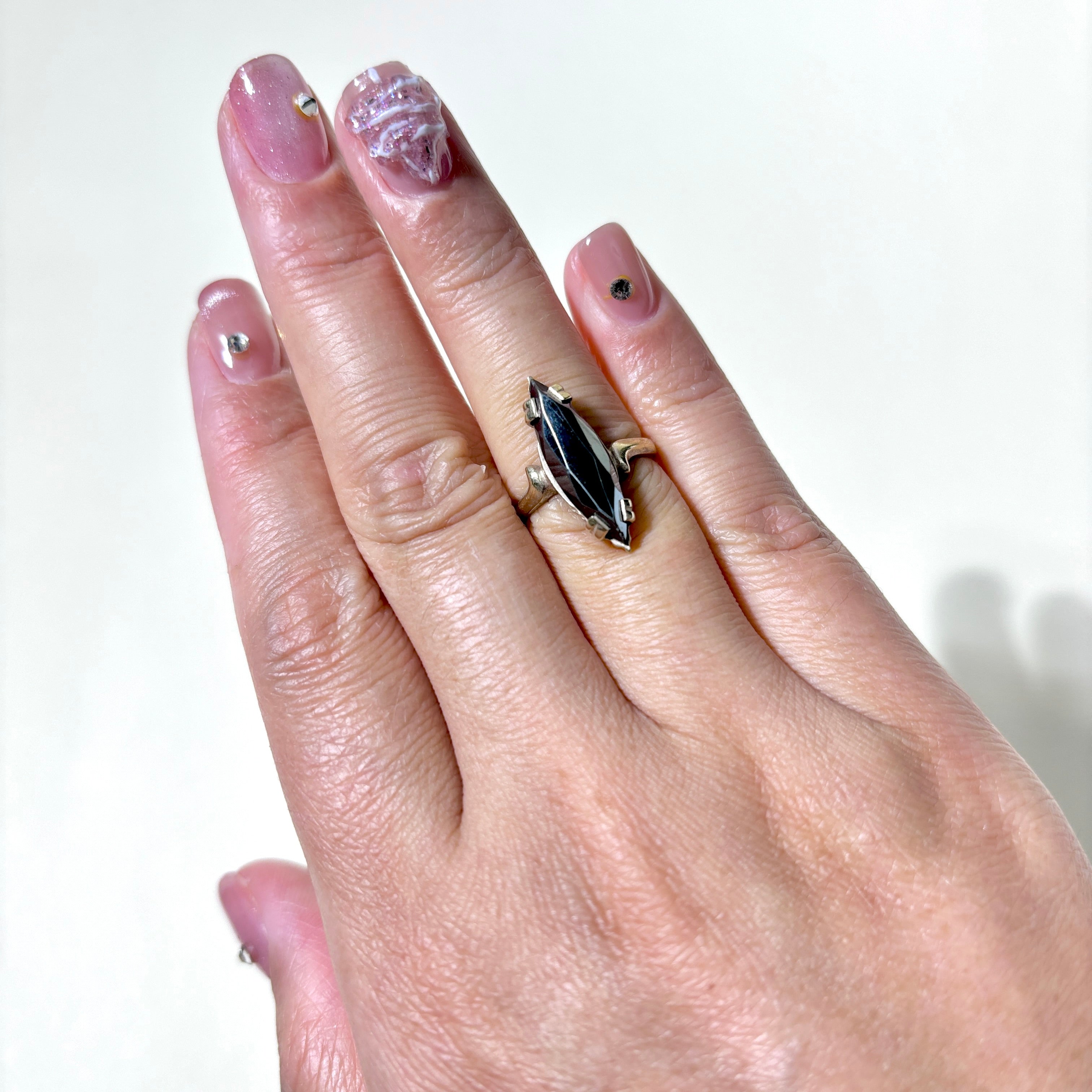10K Yellow Gold Hematite Ring for Women | 3.18ct Genuine Hematite Stone | Size 4.75 | Elegant Stackable Ring for Everyday Wear, Gift for Her, Anniversary or Birthday Jewelry