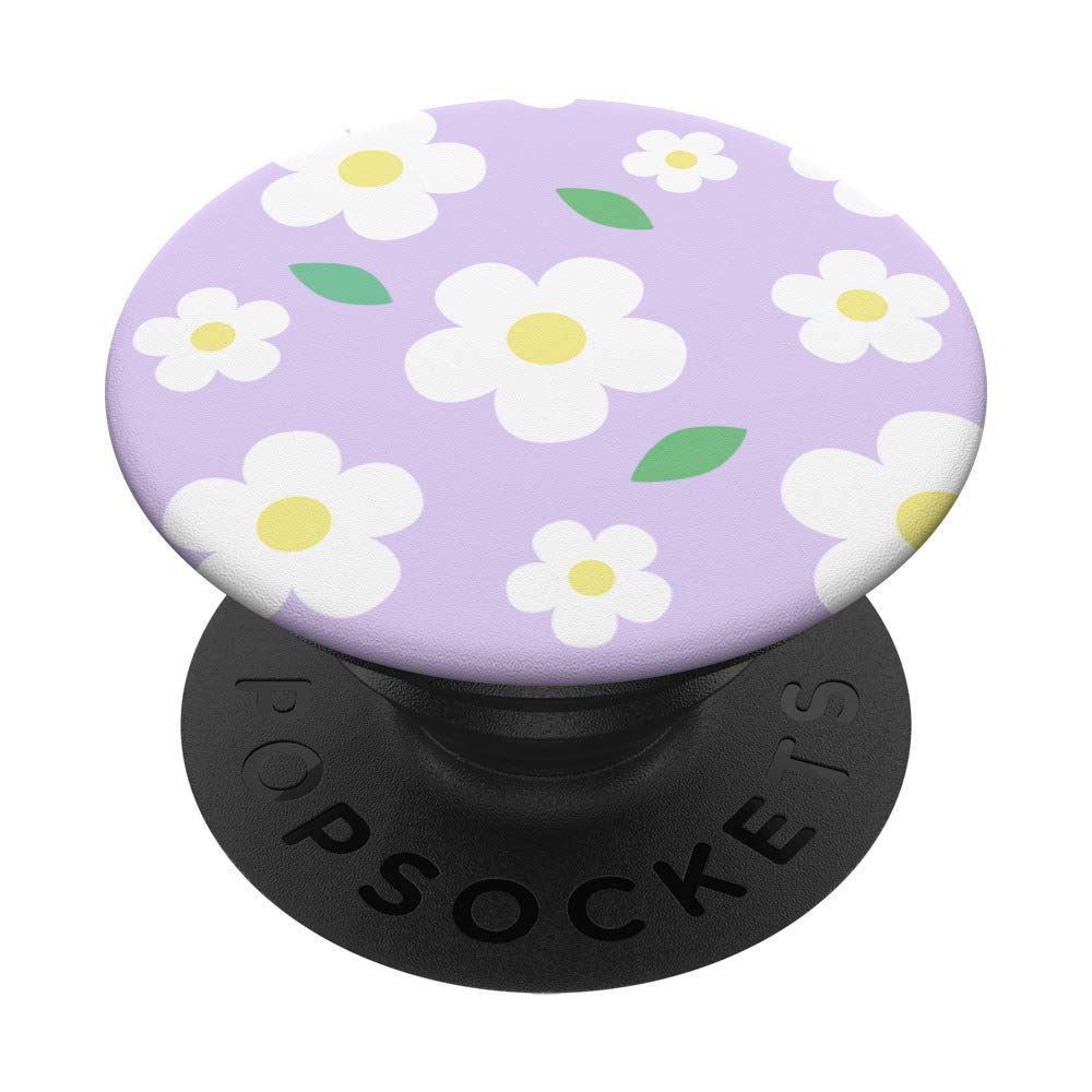Pastel Lavender White Flower PopSocket - Swappable Phone Grip for iPhone, Samsung & Tablets | Kawaii Cottagecore Aesthetic Accessory | Perfect for Girls, Teens & Aesthetic Lovers (Home, Office, Travel Use)