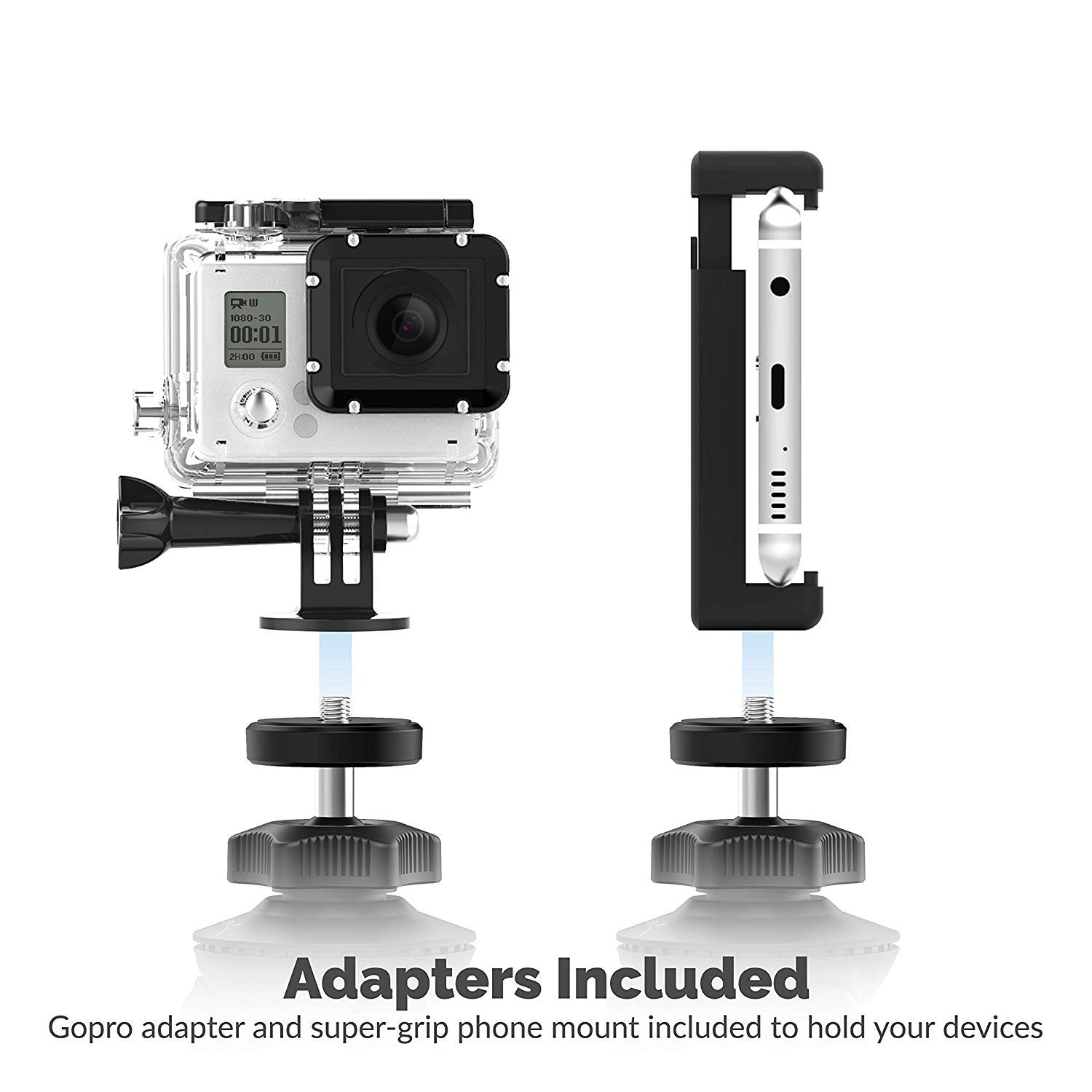 SABRENT Universal Flexible Tripod Mount with Ball Head - Adjustable Stand for DSLR, Camcorder, Smartphone (TP-FLTP-TBHD) - Perfect for Vlogging, Photography & Live Streaming