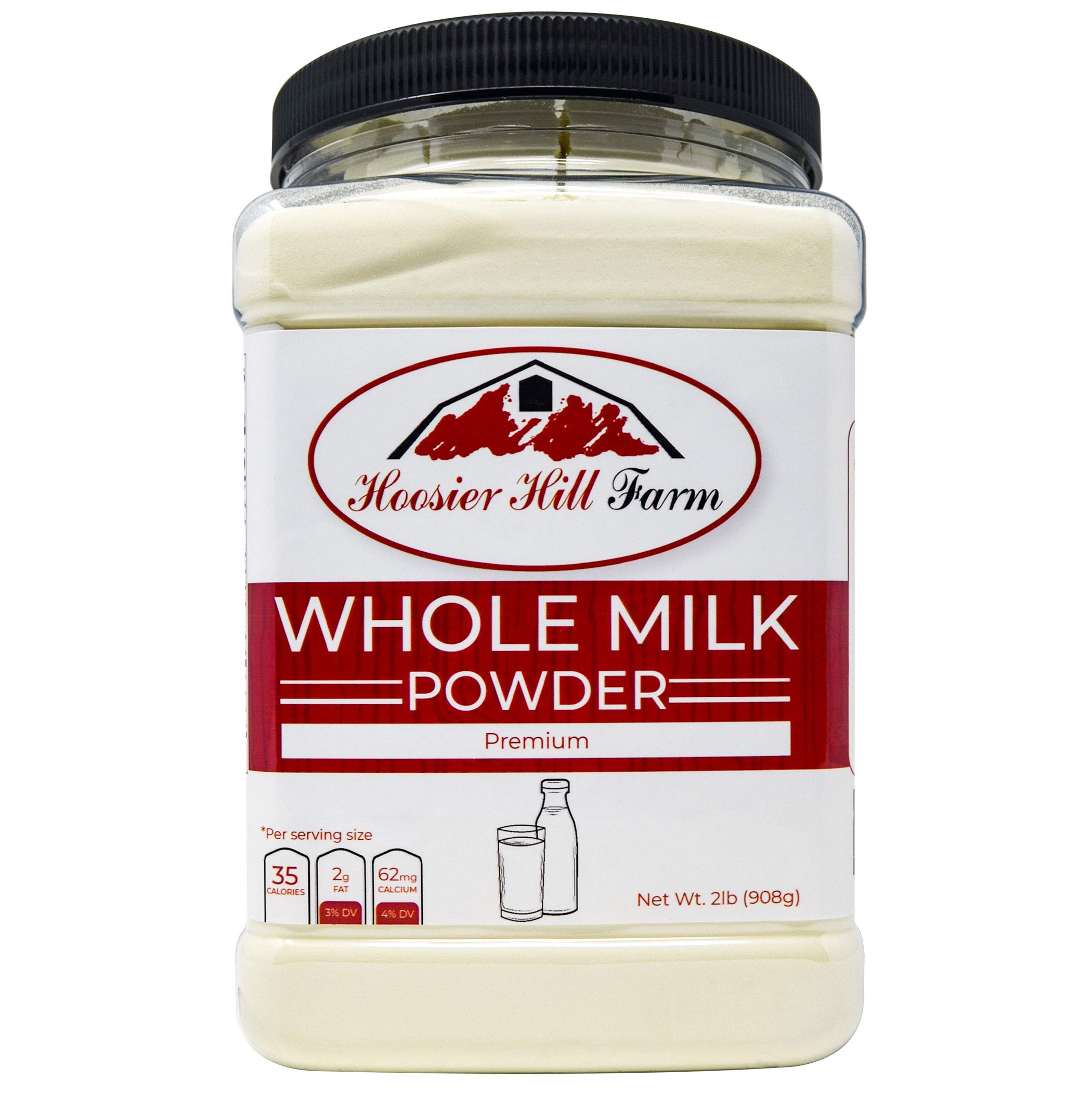 Hoosier Hill Farm All American Dairy Whole Milk Powder - 2 Pound (32oz) | Hormone Free, No Additives | Great for Baking, Cooking & Emergency Food Storage