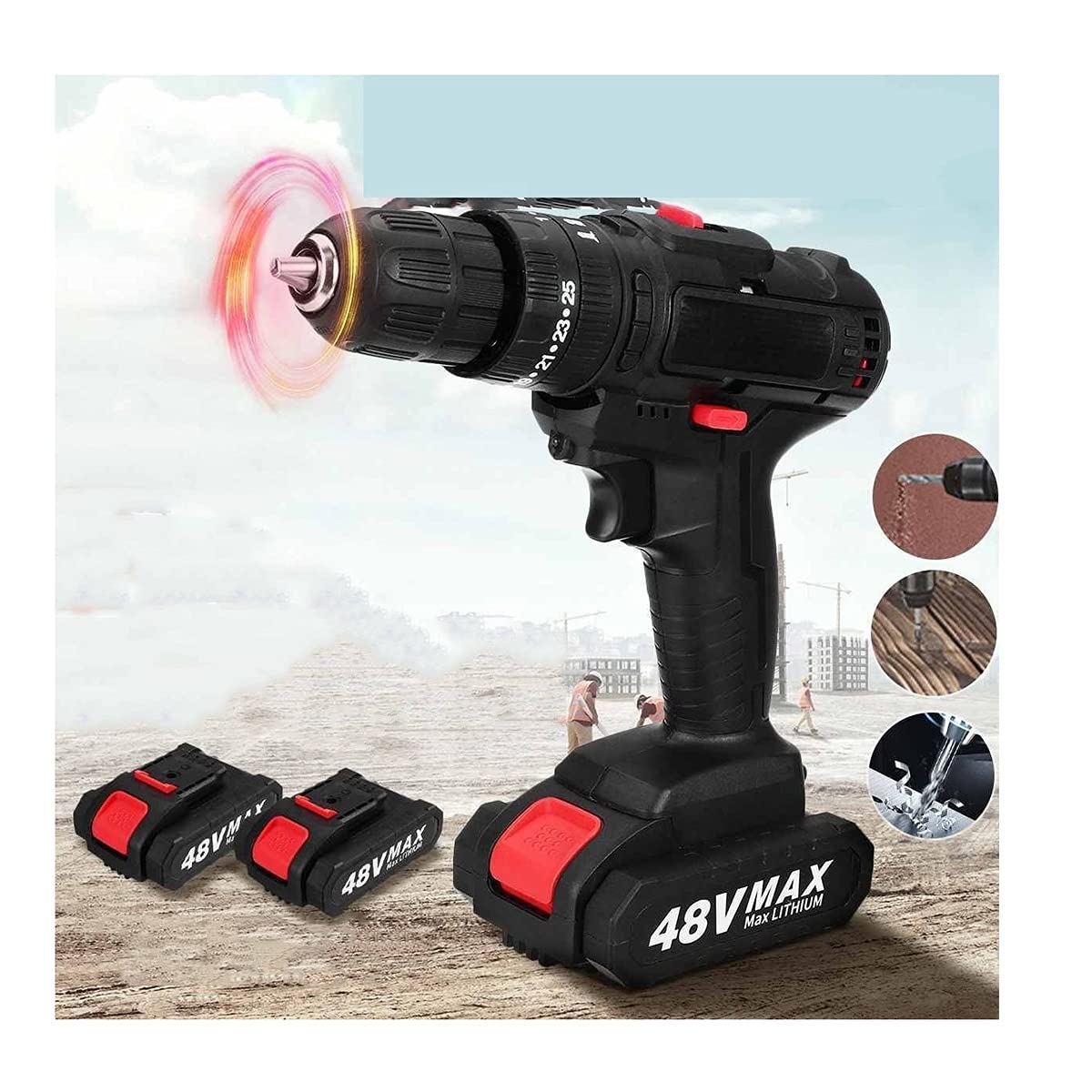 48W Cordless Impact Drill Electric Screwdriver - Portable Lithium Battery Power Tool with Quick Charger | Handheld Repair Tool for Home DIY, Furniture Assembly & Automotive Maintenance