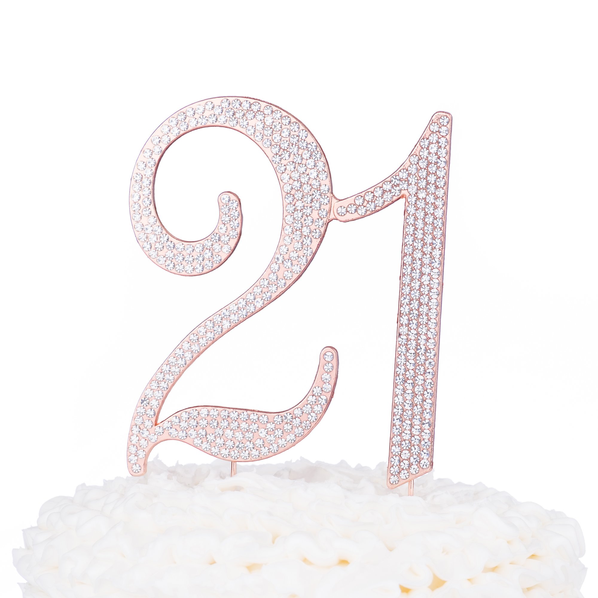 Ella Celebration 21st Birthday Cake Topper - Rose Gold Metal Number Decoration for 21st Birthday Party | Perfect for Cakes, Cupcakes & Dessert Tables