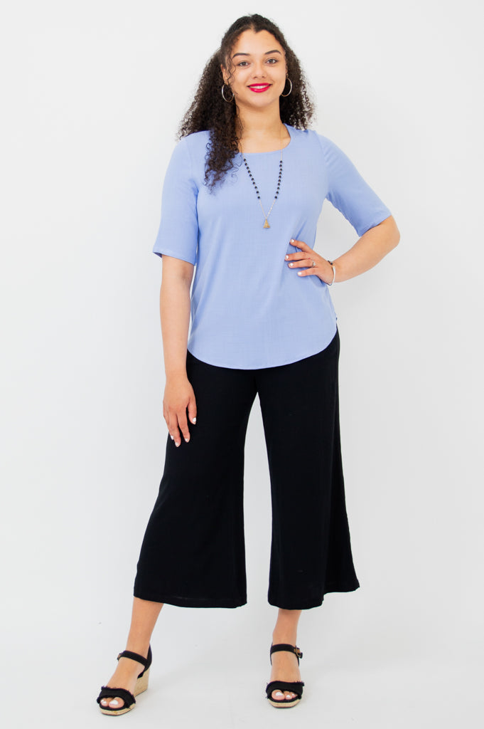 Liza Women's Bamboo V-Neck Top in Periwinkle Blue - Soft & Breathable Casual Shirt for Everyday Wear, Office, or Weekend Outings