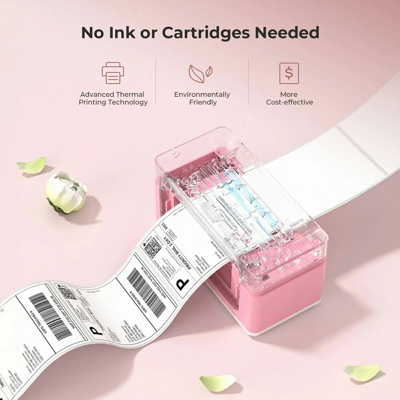 MUNBYN RealWriter 941 Bluetooth Thermal Label Printer - 300DPI High Resolution, Wireless Printing for Ecommerce, Shipping Labels (Pink) | Perfect for Amazon FBA, Shopify & Small Business Packaging