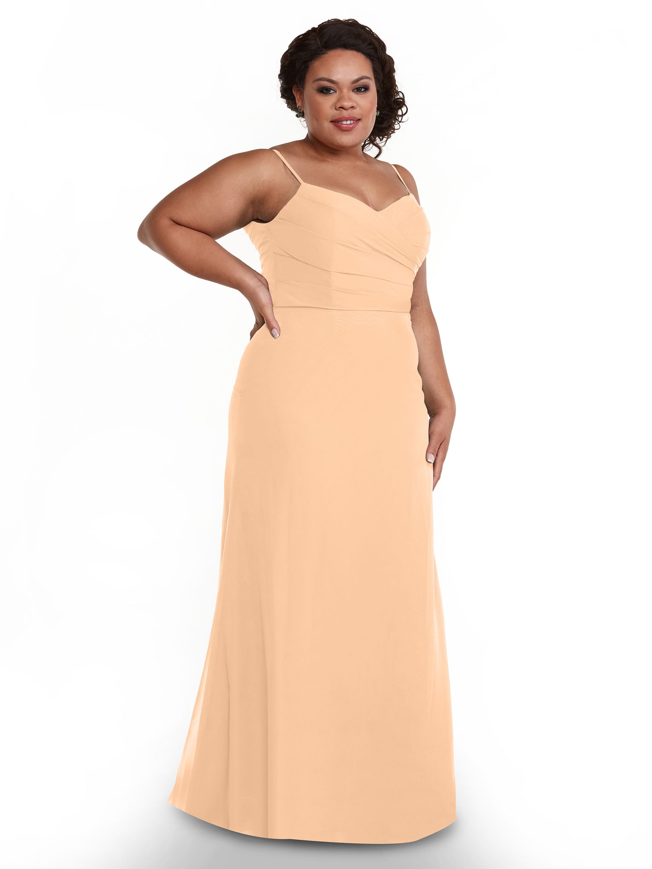 Elegant 80169 Chiffon Sheath Bridesmaid Dress with Pleated Bodice - Perfect for Weddings, Formal Events & Special Occasions