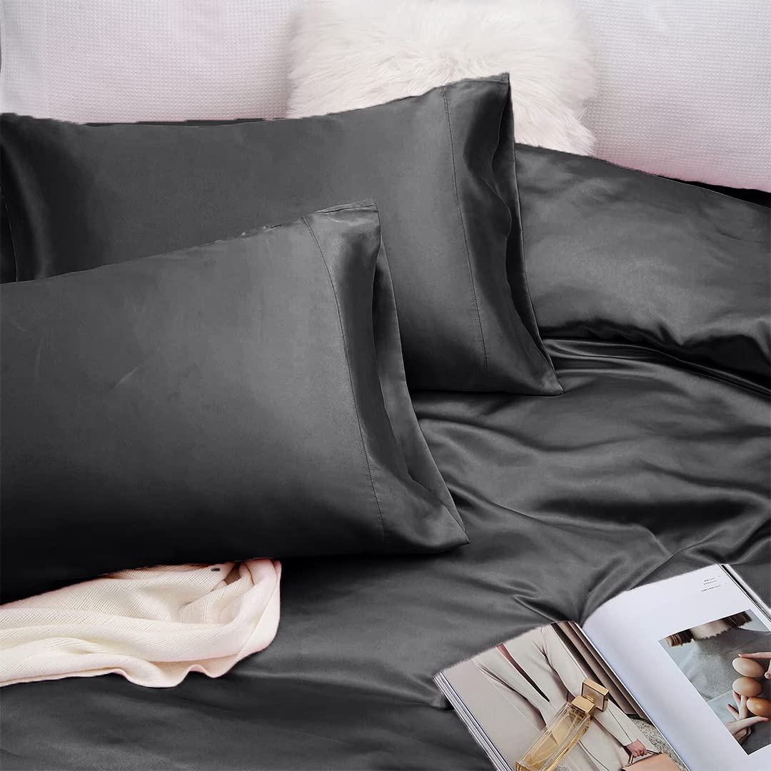 Luxury Silk Satin Bed Sheets Set - 6 Piece Hotel Quality with 19
