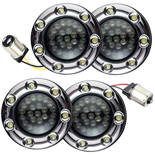 Eagle Lights 2 Inch Infinity Beam LED Turn Signal Kit for Harley Davidson - Chrome 1157 Front & 1156 Rear with Running Light Ring - Perfect for Night Riding & Custom Motorcycle Upgrades