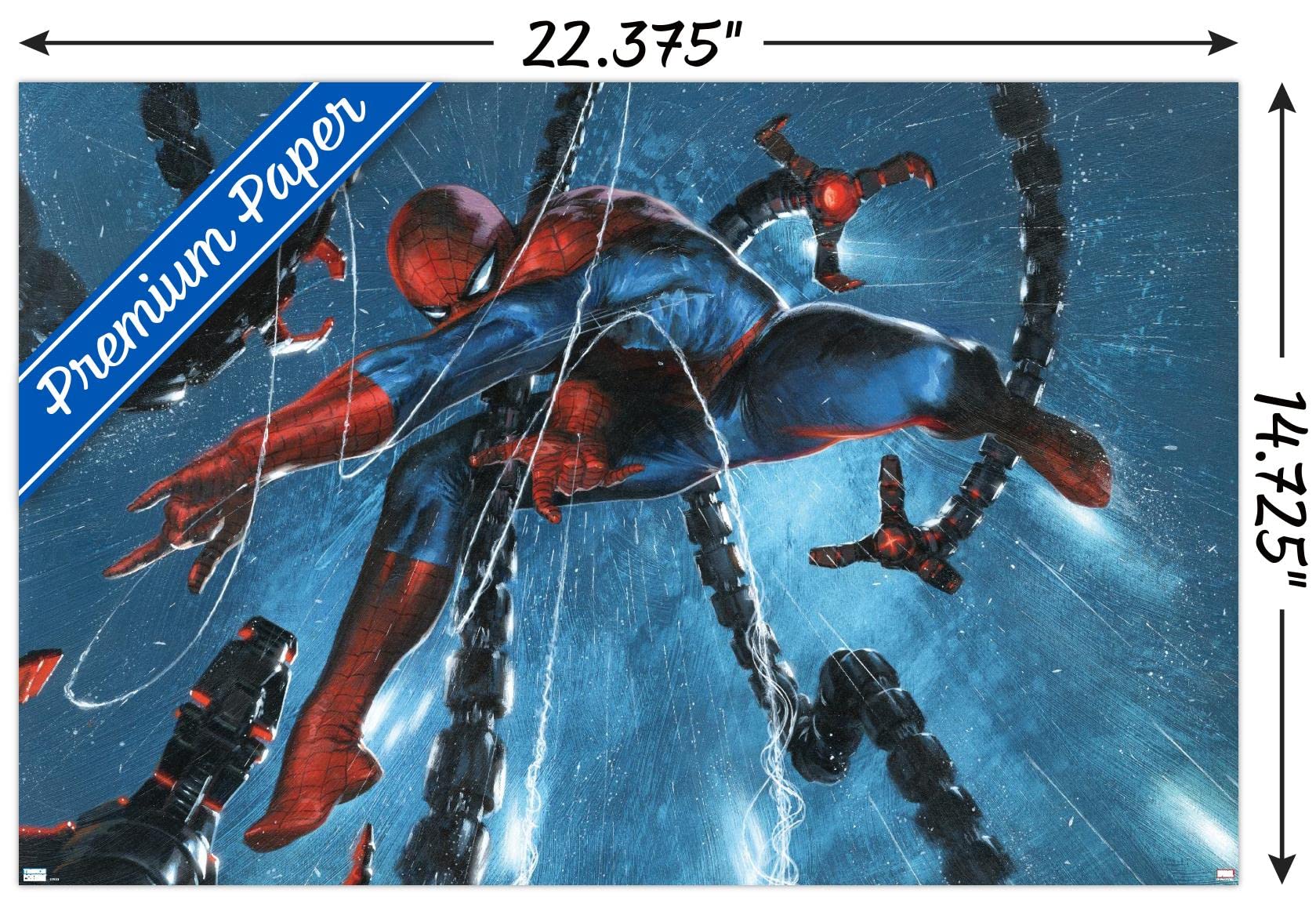 Marvel Comics Spider-Man vs Doctor Octopus Premium Wall Poster 22.4x14.7 Inches - Waterproof Rain Cover Art Print for Home & Office Decor - Perfect for Bedroom, Living Room, or Game Room Display