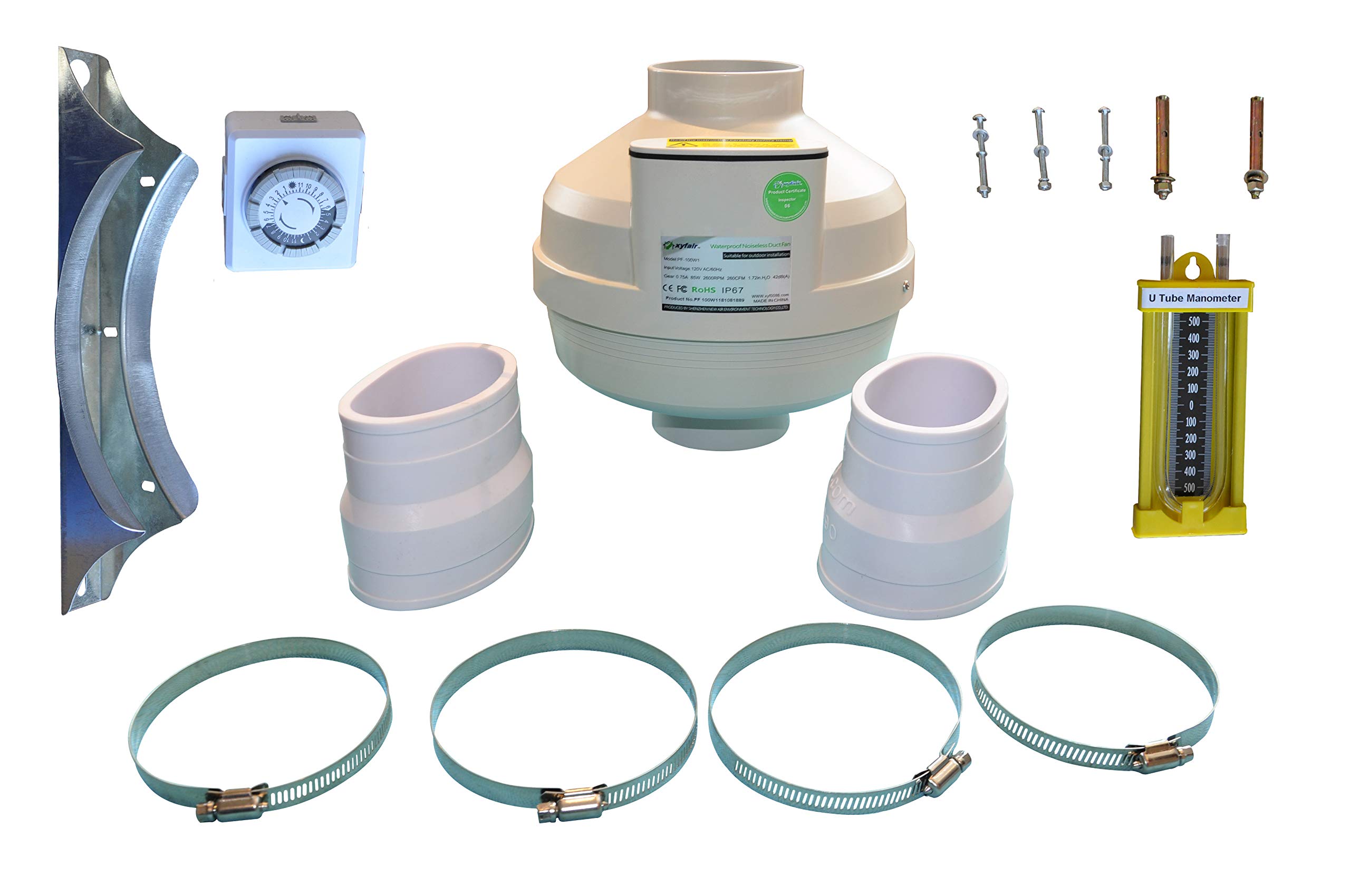 4 Inch Radon Fan Kit - DIY Radon Mitigation System for Basement & Crawl Space - Reduce Radon Gas Levels for Home Safety & Air Quality Improvement