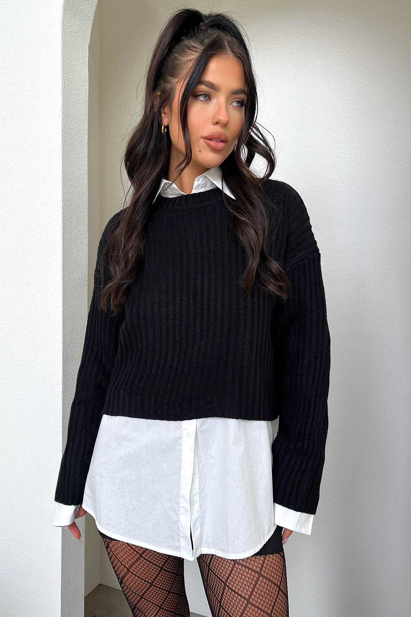 Mina Knit Black Sweater for Women - Soft & Stylish Winter Pullover | Perfect for Casual Outfits, Office Wear & Cozy Evenings
