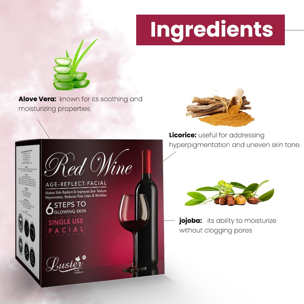 Luster Chocolate & Haldi Chandan & Red Wine Facial Kit - Single Use Mini Facial Kit for Women & Men | Paraben & Sulfate Free (40g Each) | Spa Day, Travel Skincare, Quick Glow Boost