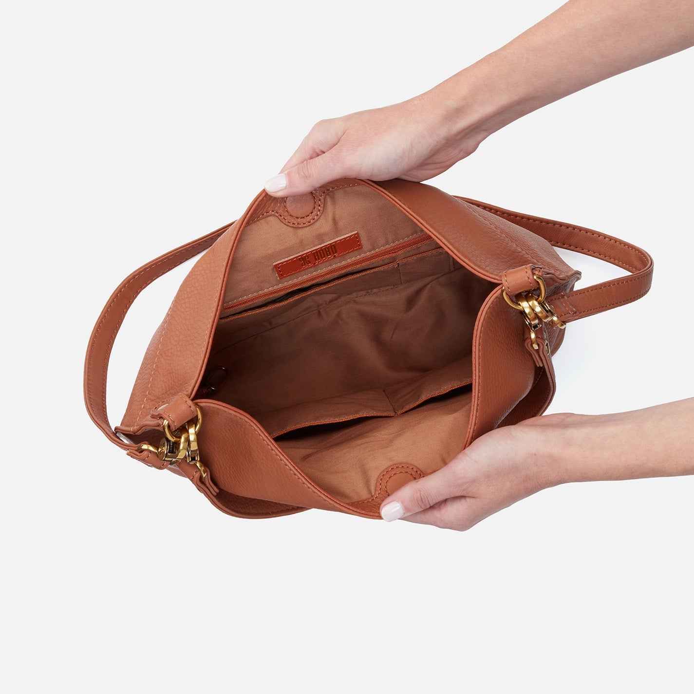 Stylish Pebbled Leather Pier Shoulder Bag in Cashew - Perfect for Work, Travel & Everyday Use
