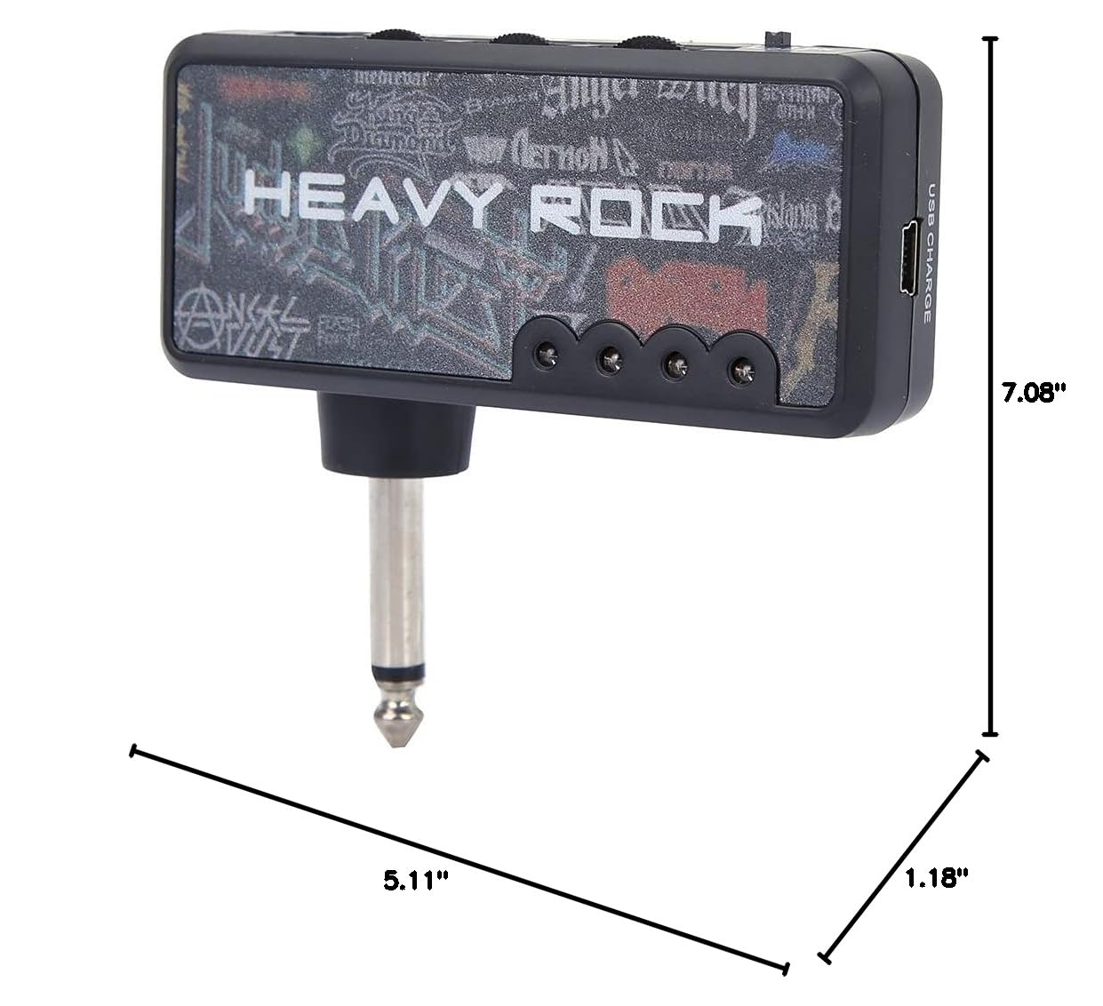 Portable Rechargeable Guitar Headphone Amp - Mini Plug-in Electric Guitar & Bass Amplifier for Practice, Travel & Home Use