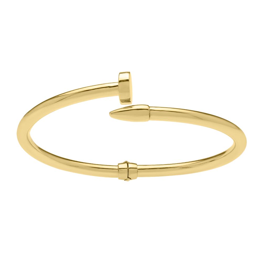 14K Gold Bypass Nail Bangle Bracelet - Elegant Stackable Jewelry for Women, Perfect for Everyday Wear & Special Occasions