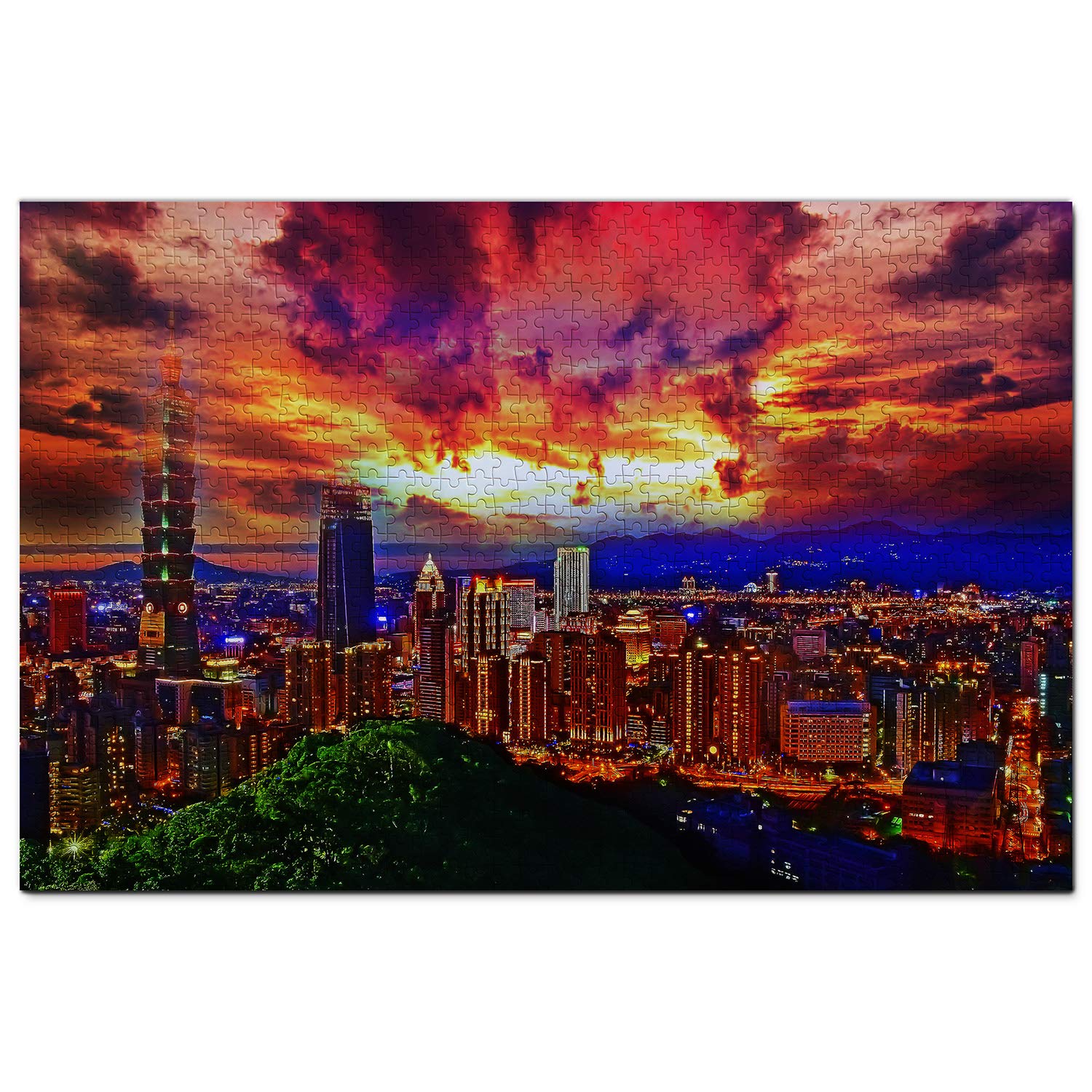 1000-Piece Taiwan Taipei Wooden Jigsaw Puzzle - Premium Travel Souvenir & Home Decor for Adults, Perfect for Relaxation, Gift Giving & Family Game Nights