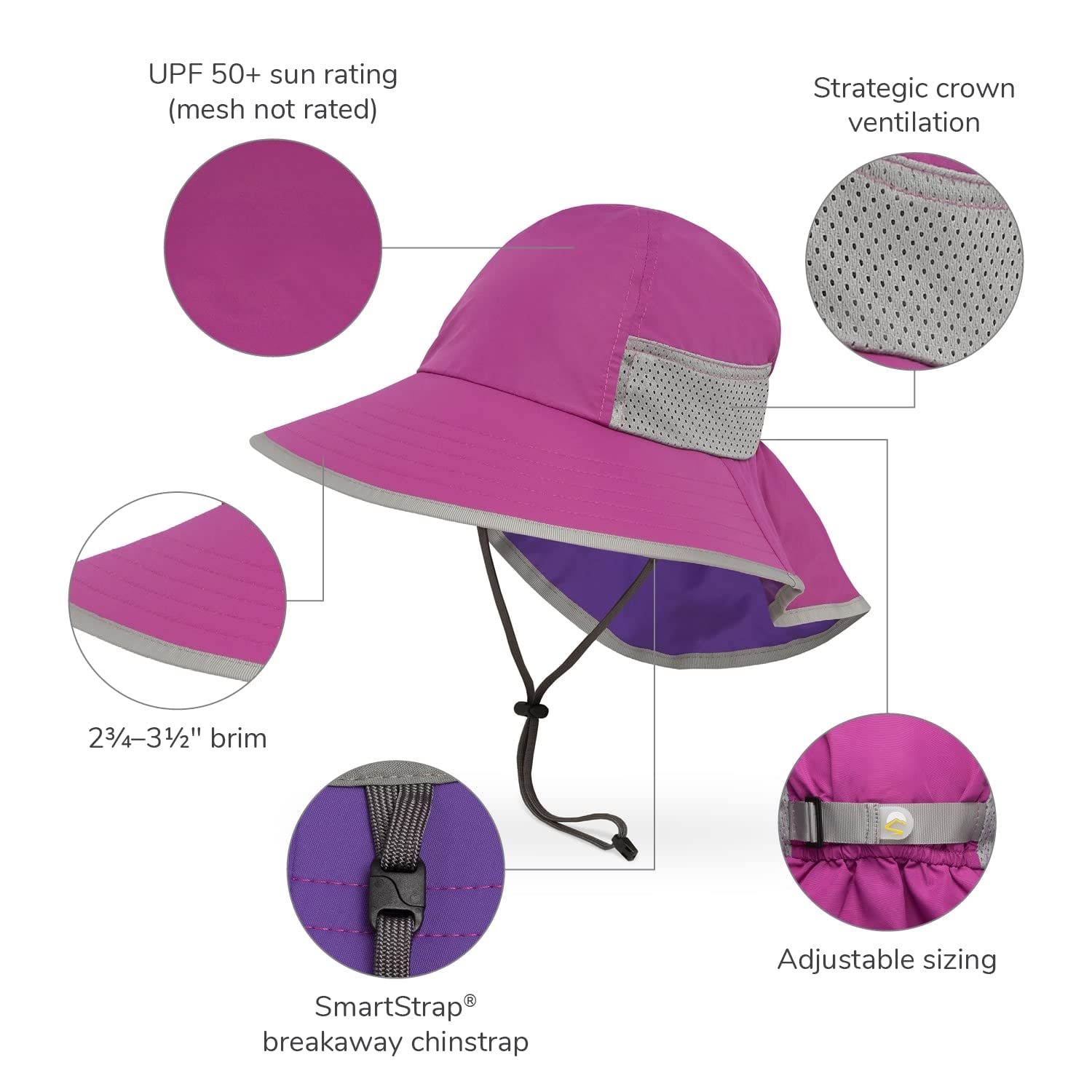 Sunday Afternoons Baby Girls Sun Hat - UPF 50+ UV Protection Wide Brim Hat for Toddler Girls - Perfect for Beach, Pool & Outdoor Play