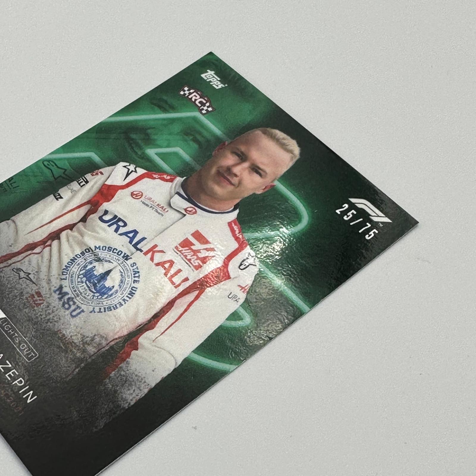 75 Nikita Mazepin F1 Racing Driver Green Parallel Collectible Card - Perfect for F1 Fans, Sports Memorabilia Collectors, and Trading Card Enthusiasts