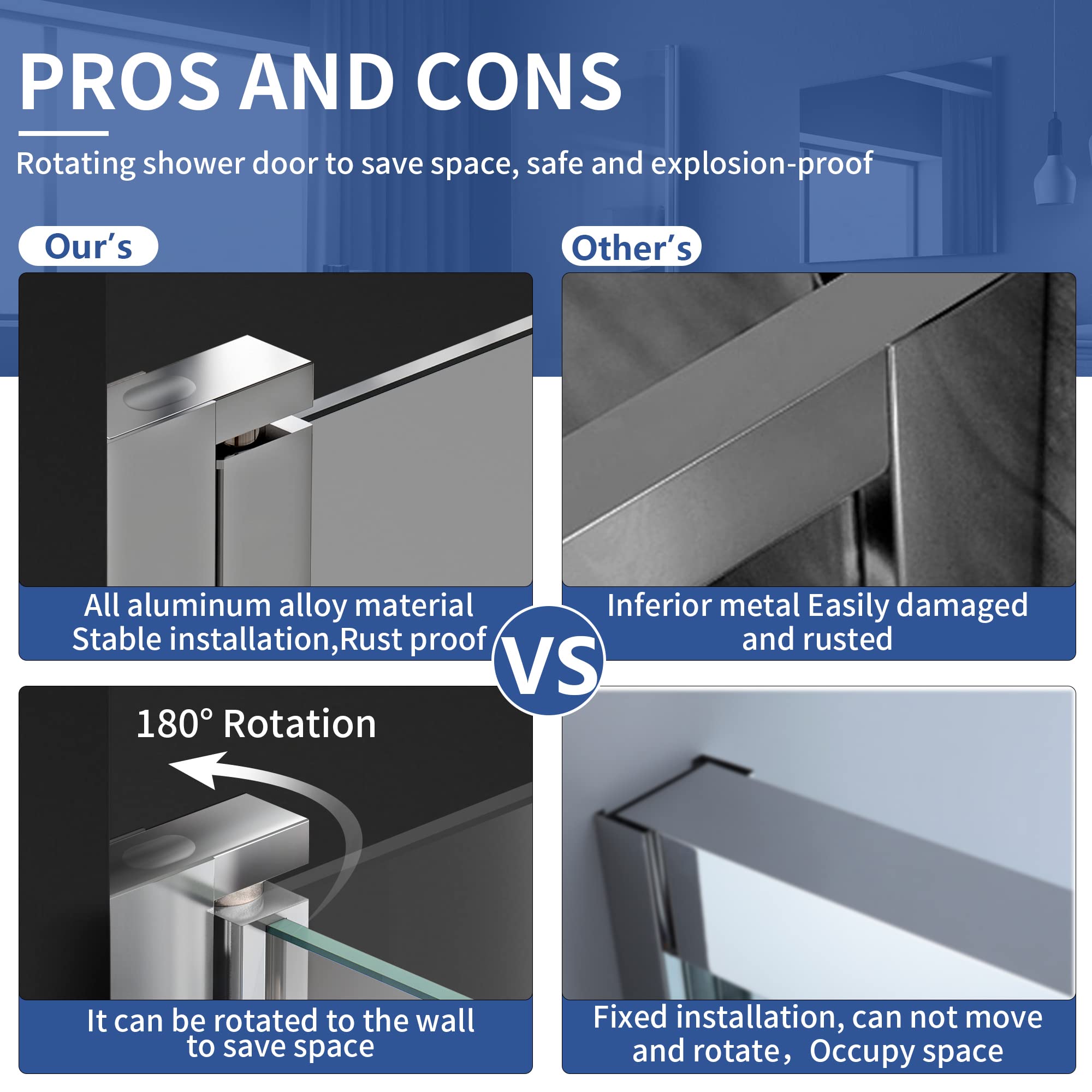 Frameless Shower Glass Door for Bathtub - 30