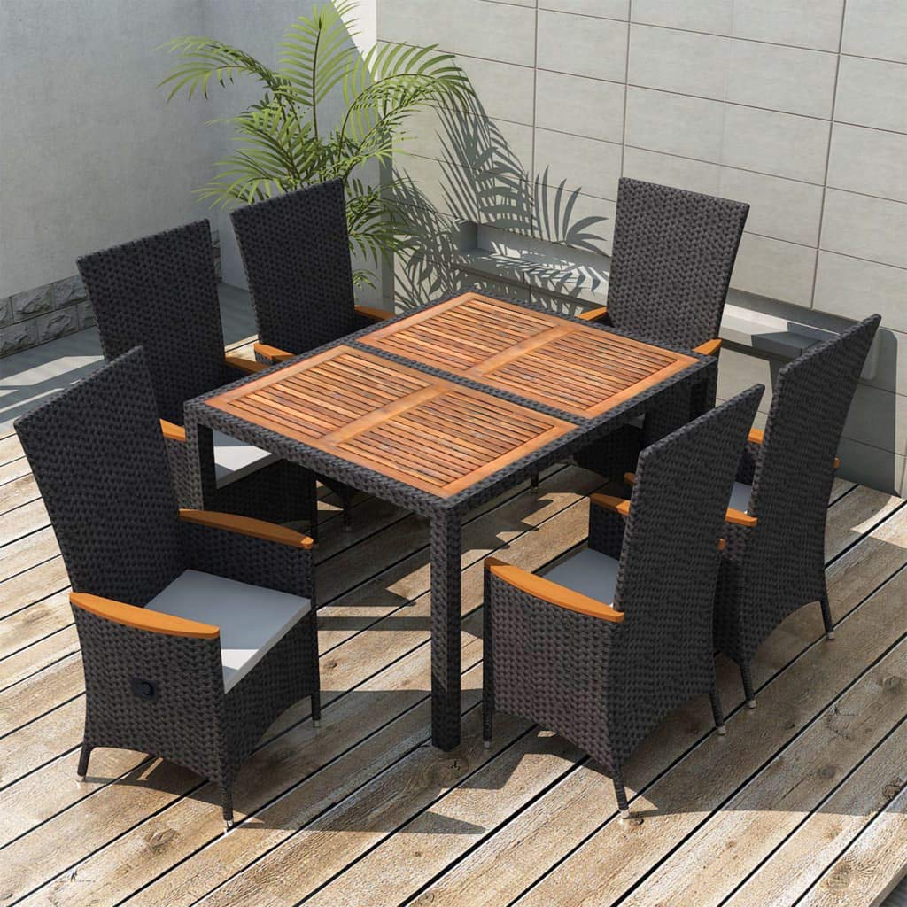 7-Piece All-Weather Outdoor Dining Set - Durable Poly Rattan Table & Chairs for Patio, Backyard, Garden, Poolside - Perfect for Al Fresco Dining & Outdoor Entertaining