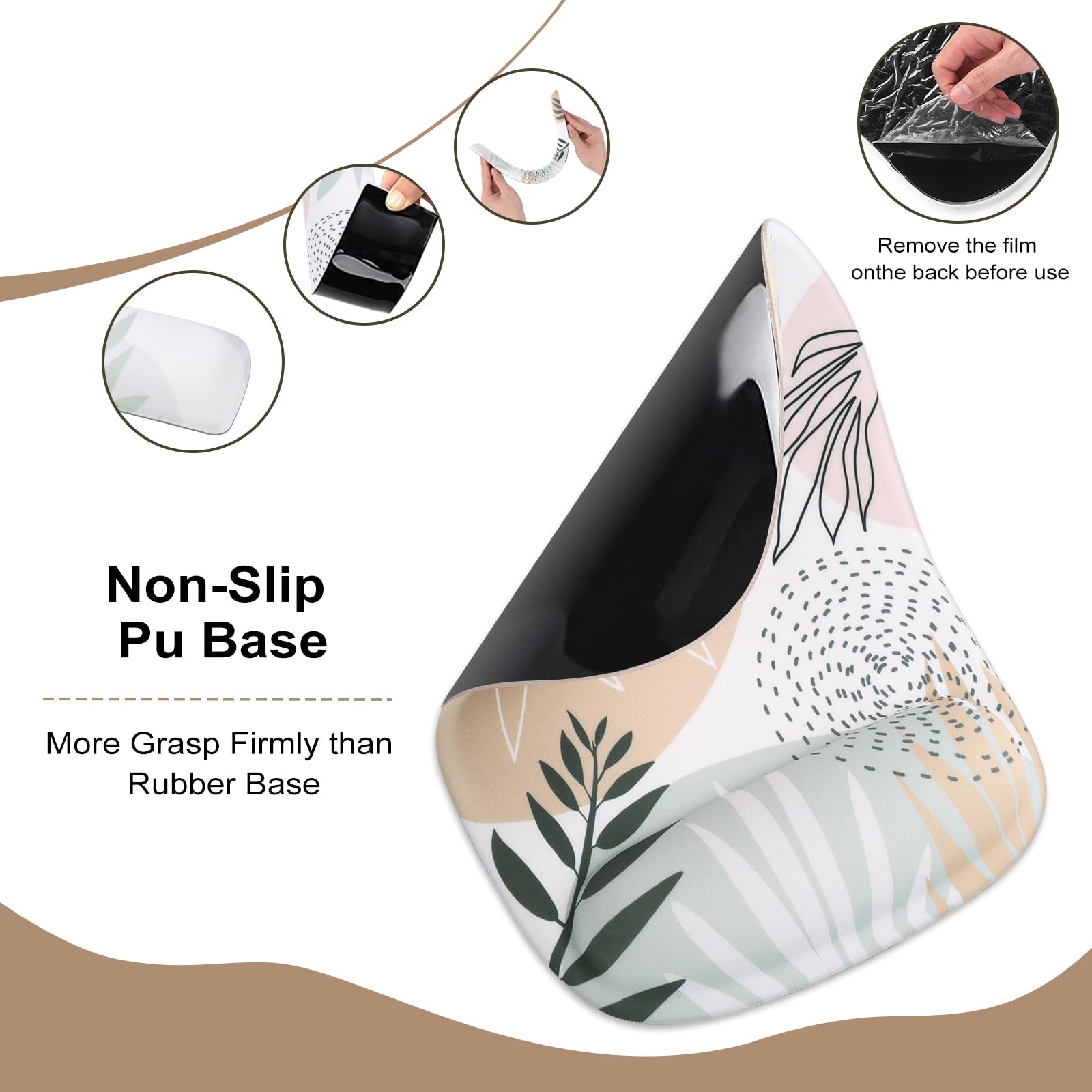 Haocoo Ergonomic Keyboard & Mouse Wrist Rest Set - Non-Slip Gel Cushion Support for Computer, Gaming & Office Use - Tropical Leaves Design for Comfortable Typing & Mouse Work