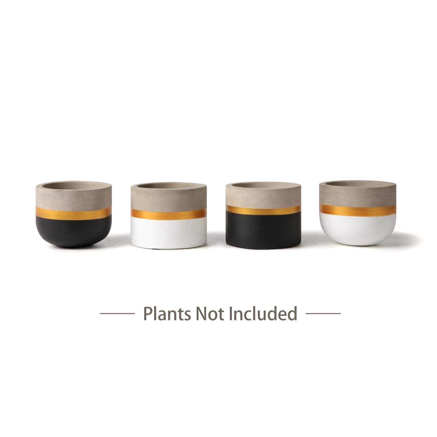 Modern Cement Succulent Planter Set - 3 Pack Small Flower Pots for Indoor Plants, Home & Office Decor (Plants Not Included) - Perfect for Windowsill, Desk, Shelf Display