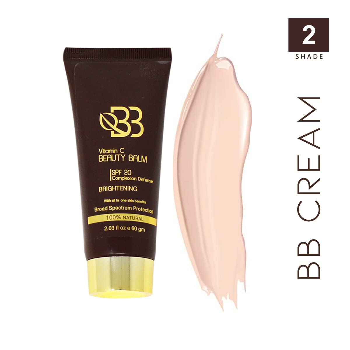 Adbeni Vitamin C BB Cream with SPF 20 - 60g | Broad Spectrum Sun Protection, Brightening & Hydrating, Shade 02 | Perfect for Daily Makeup & Sun Defense