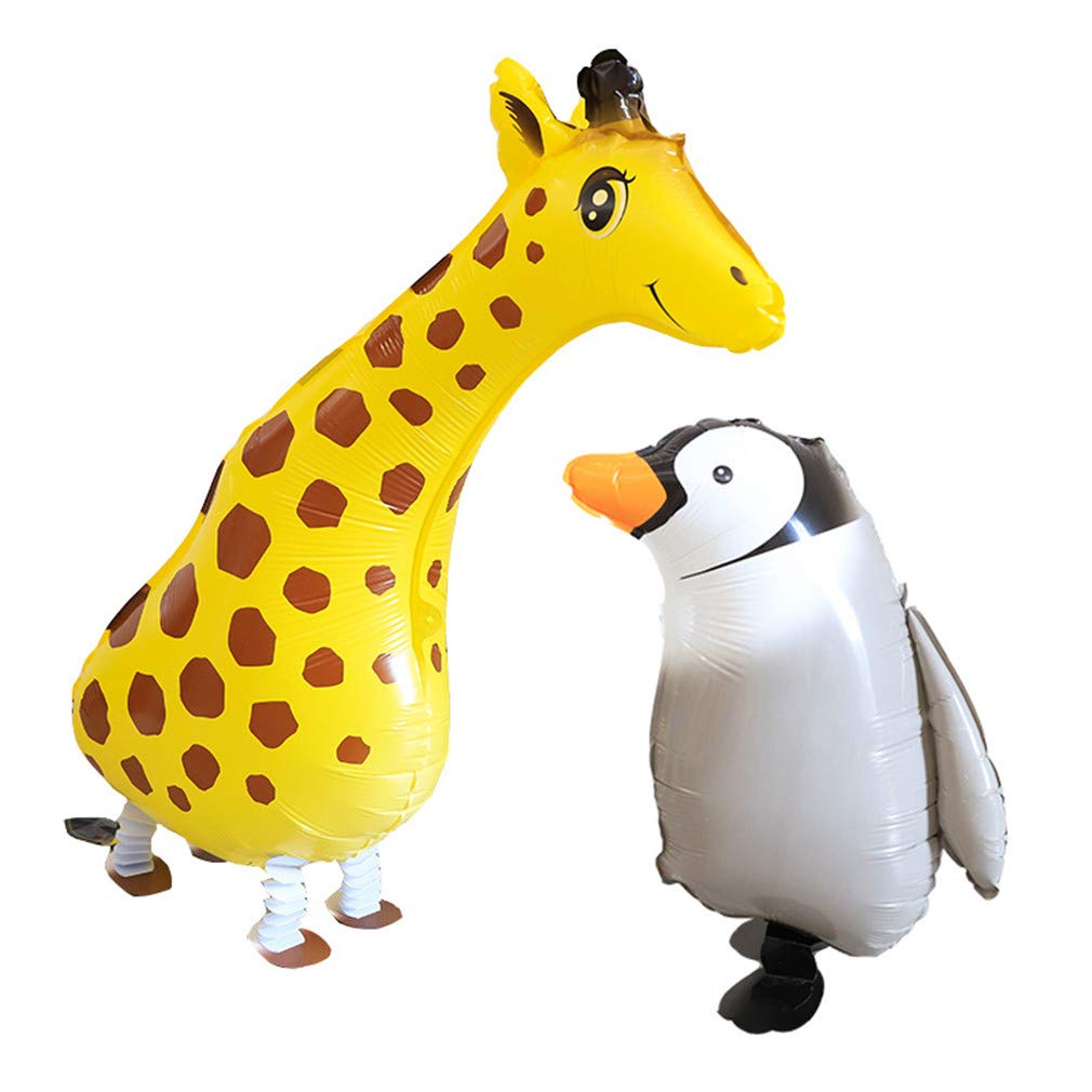 Dzrige Walking Animal Balloons - 2Pcs Giraffe Helium Foil Balloons for Kids Birthday Party Decorations | Fun Animal-Themed Party Supplies for Children's Events & Celebrations