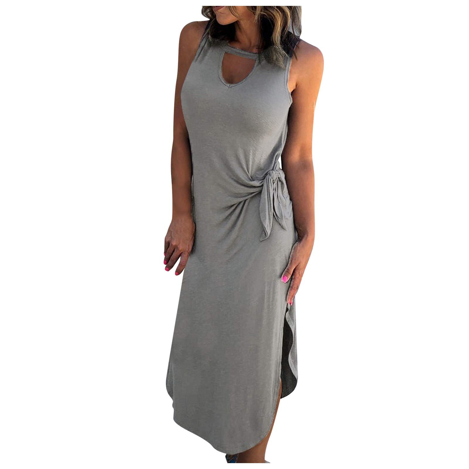 Women's Floral Print Bodycon Tank Dress - Spaghetti Straps, Sleeveless Halter Design for Summer Casual Wear, Beach Vacation, and Night Out Parties
