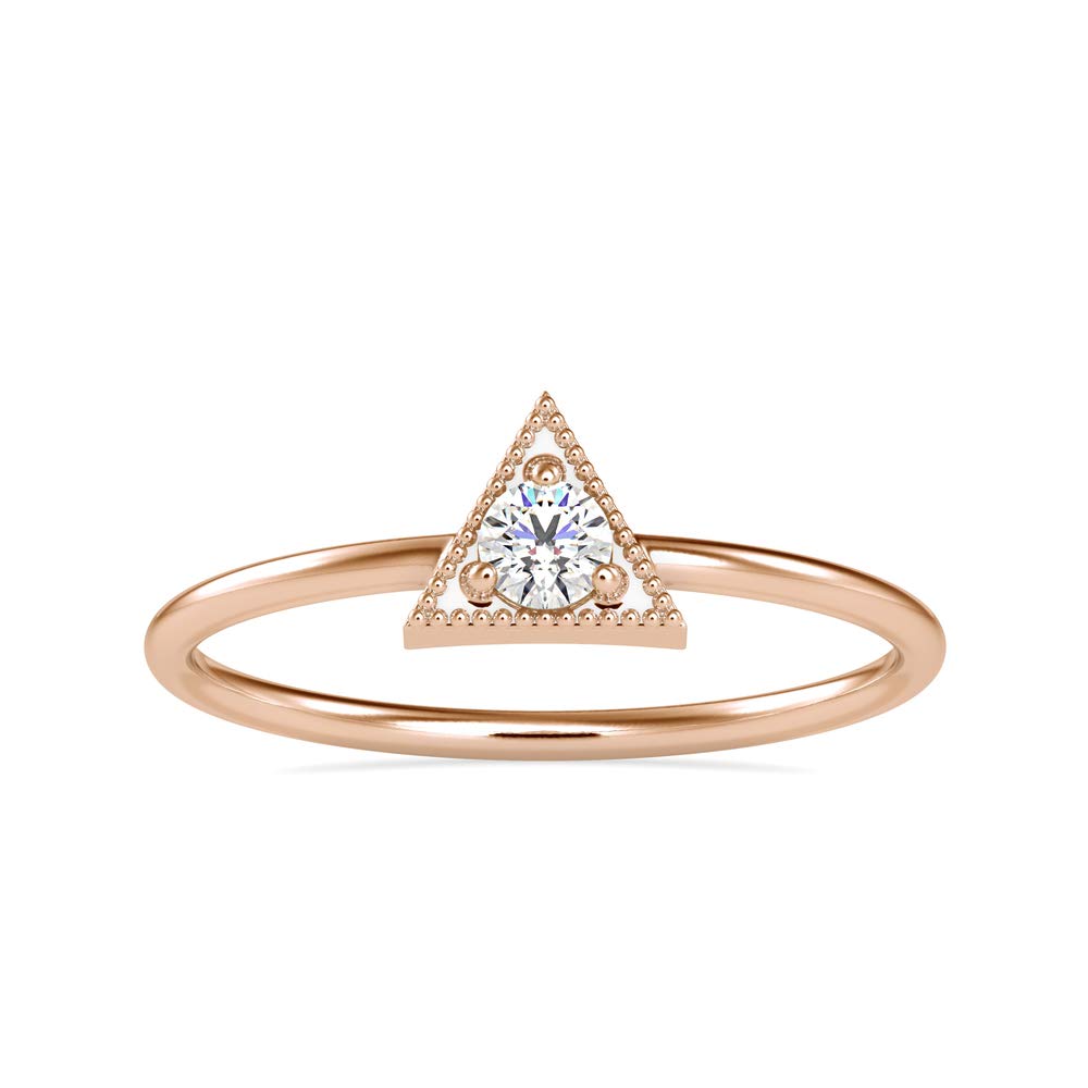 VVS Certified 0.1 Ct Triangle & Round Diamond Ring in 14K White/Yellow/Rose Gold - 3 Prong Solitaire Engagement Ring for Women | Wedding, Anniversary & Birthday Gift (IJ-SI Clarity) - Perfect for Proposals, Bridal Jewelry & Special Occasions