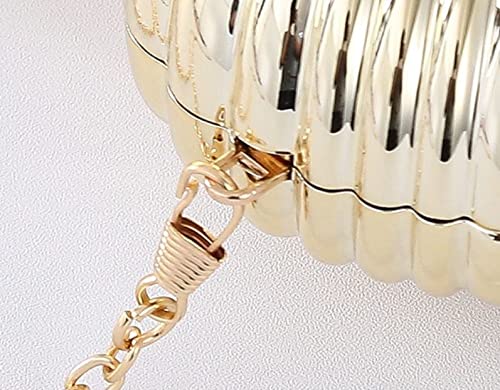 Elegant Gold Evening Purses for Women - Shiny Seashell Crossbody Clutch with Chain | Perfect for Parties, Weddings & Formal Events