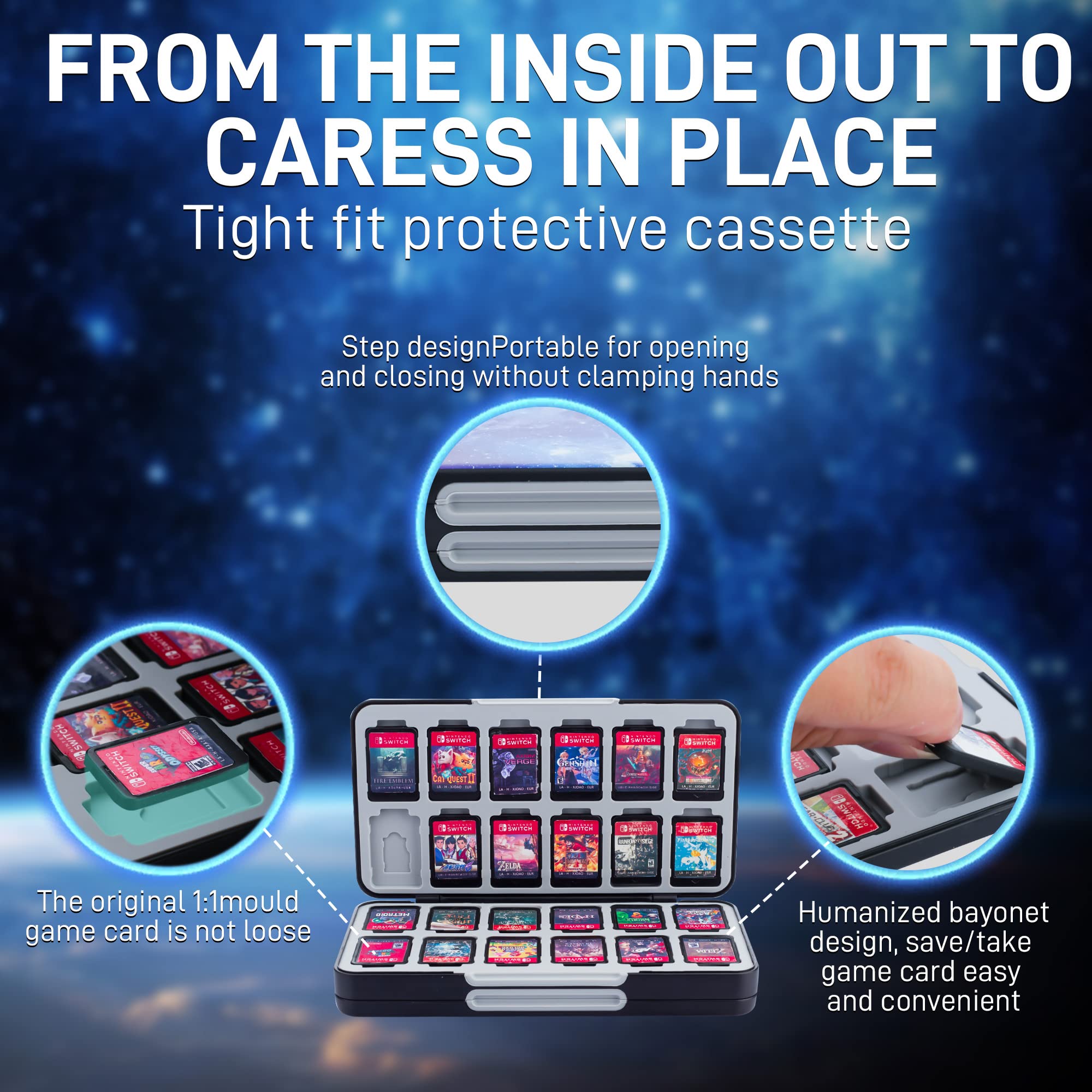 Premium Nintendo Switch Game Card Holder - 48 Game Cartridge & 24 SD Card Storage Case with Magnetic Closure for Switch/OLED/Lite - Durable Starry Sky Design - Perfect for Travel, Gaming Parties & Organized Storage