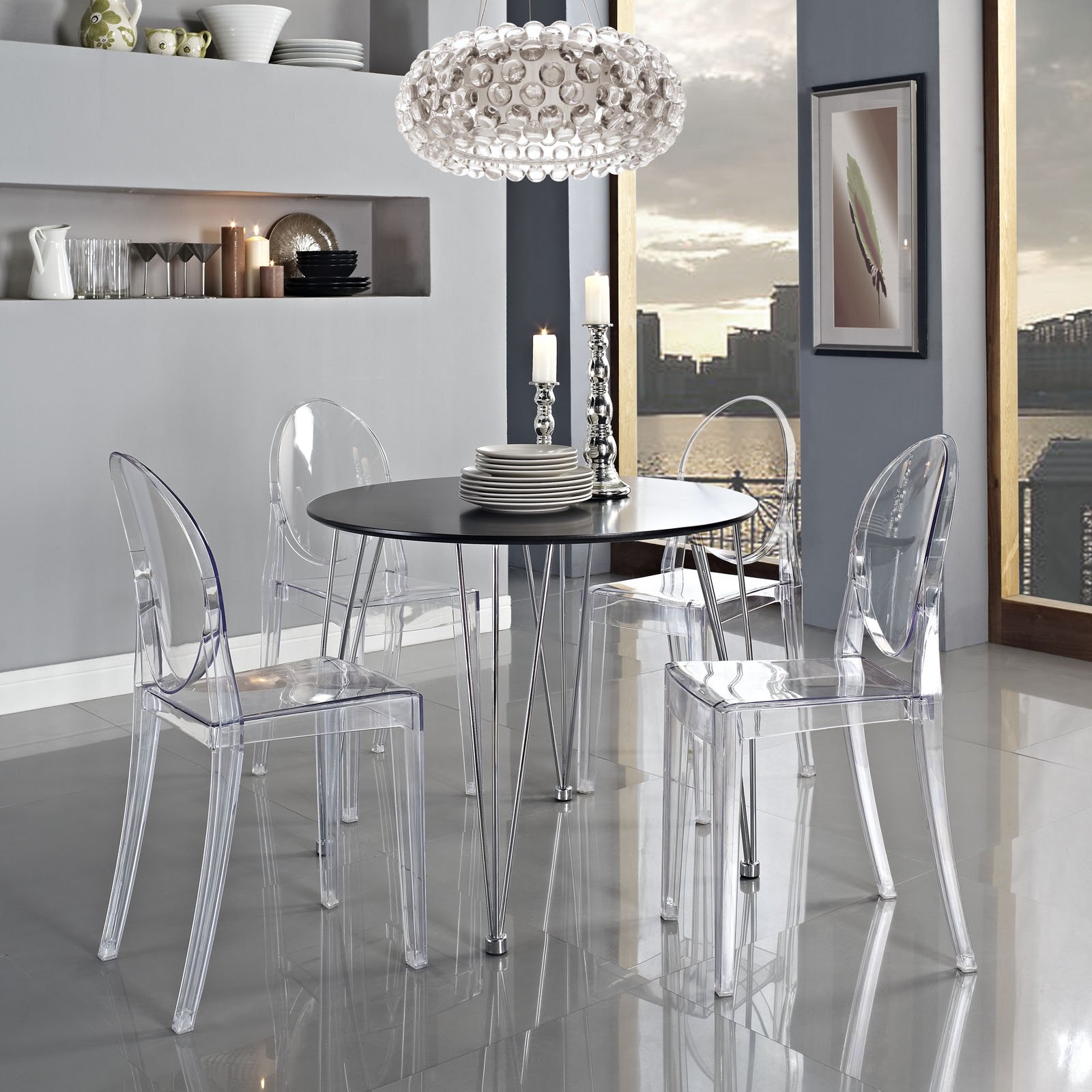 Modway Casper Modern Acrylic Stacking Chair - Clear Transparent Kitchen & Dining Room Chair - Fully Assembled Contemporary Furniture for Home, Restaurant, or Office Use