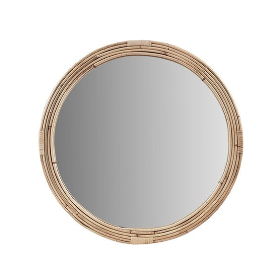 Luna Natural Rattan Round Wall Mirror - Boho Decor for Living Room, Bedroom, Bathroom - Handwoven Rattan Frame - 24 Inch Round Mirror for Home Decor & Wall Art