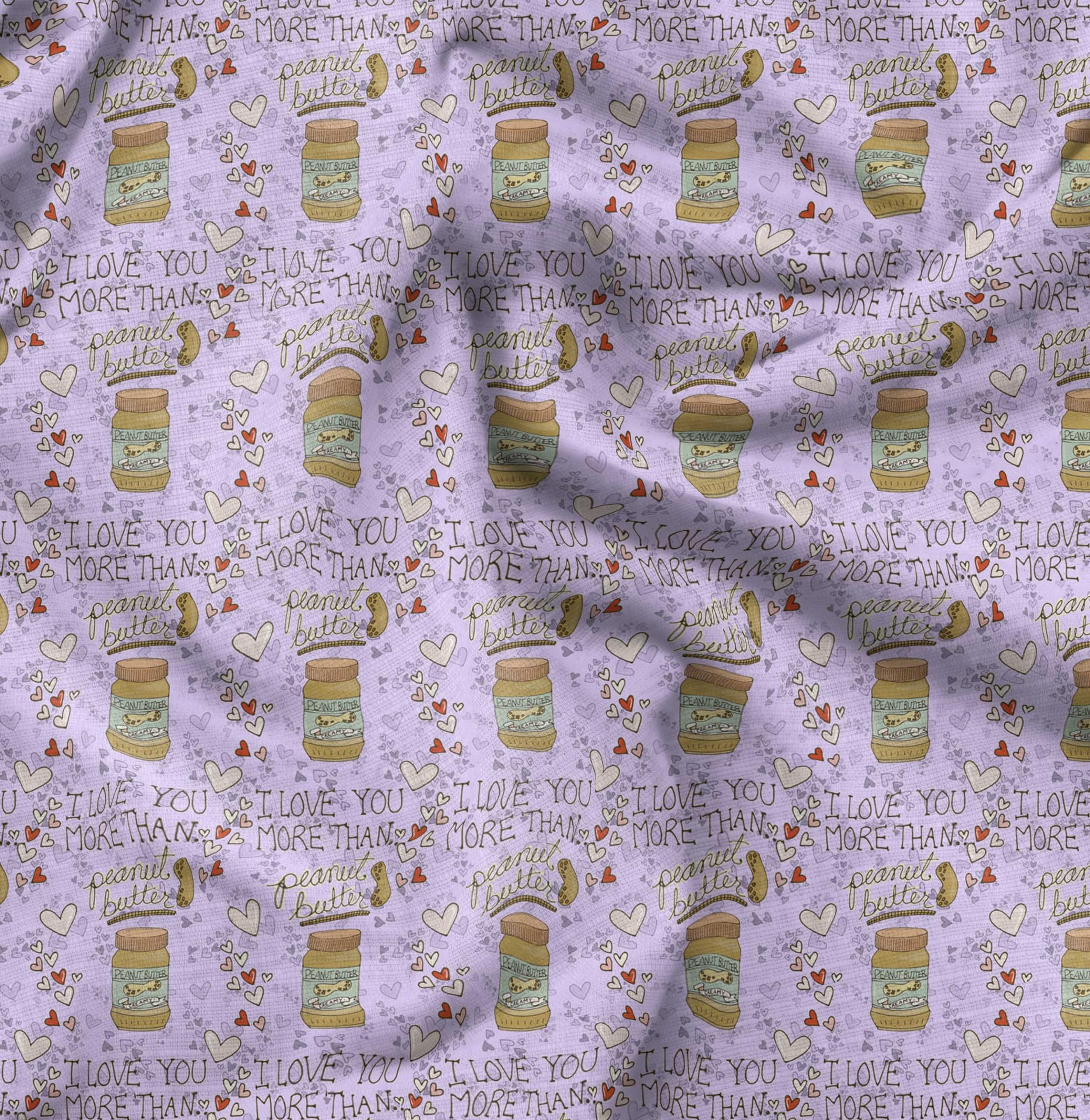Soimoi 42 Inch Wide Purple Polyester Crepe Fabric by The Yard - Nutty Peanut Butter Food Print Material for DIY Crafts, Sewing, Quilting & Home Decor Projects - Playful Textured Design for Creative Sewing & Fashion Accessories