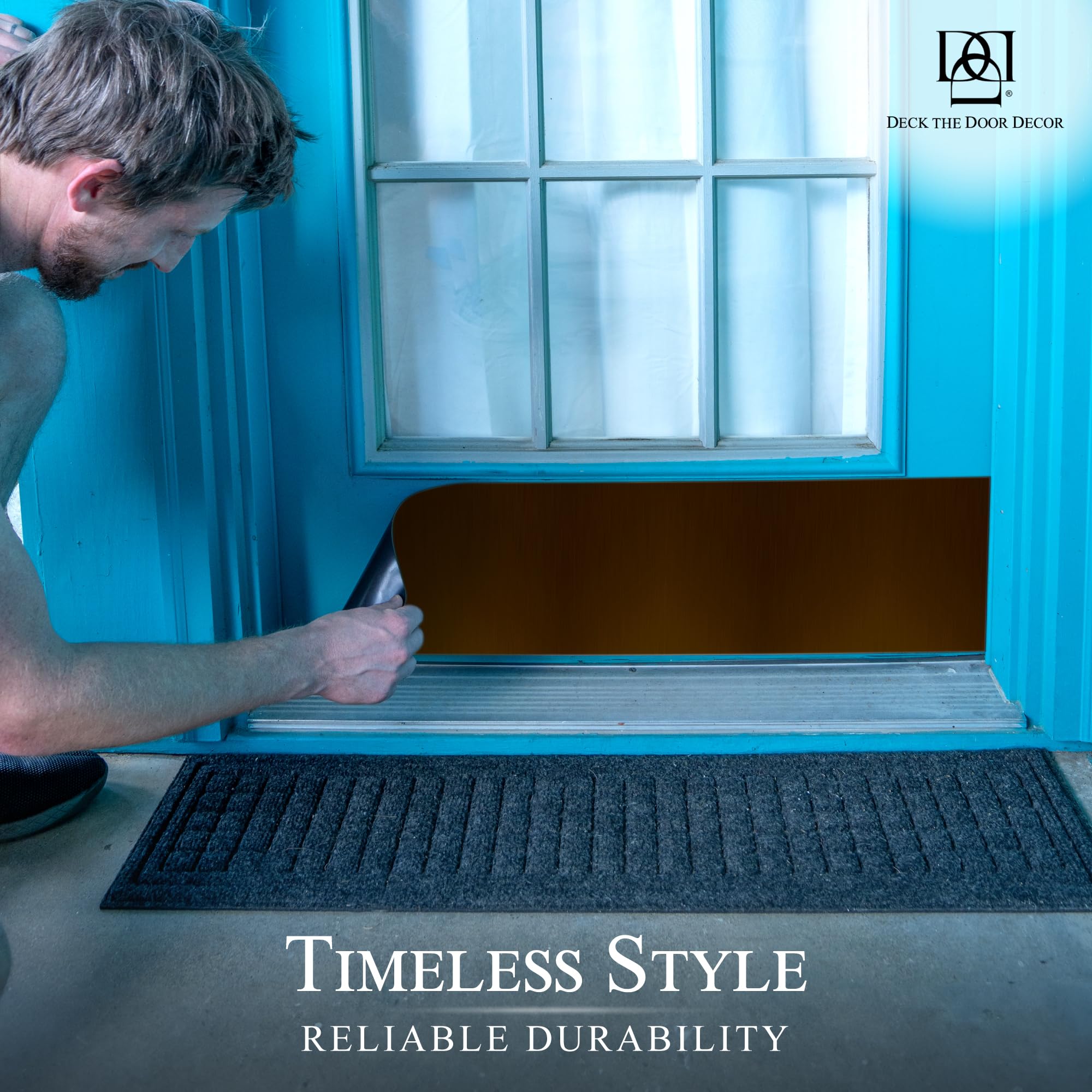 Magnetic Rubber Door Kick Plate - Durable UV Printed Faux Bronze - for Steel Doors & Home Decor