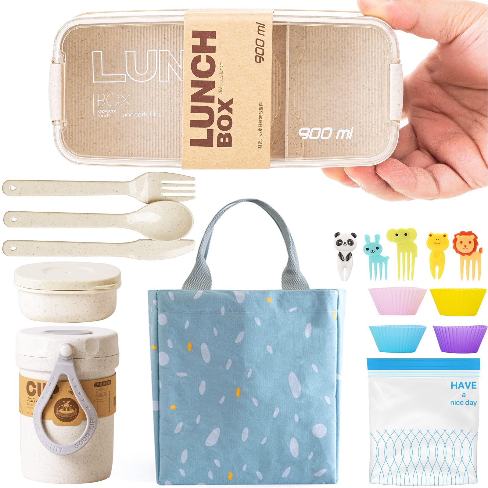 Stackable 3-Layer Bento Box Lunch Container Set for Kids & Adults - Japanese Style Compartments, Leak Proof, Microwave Safe, BPA-Free - Includes Carry Bag - Perfect for School, Office, Picnics & Meal Prep