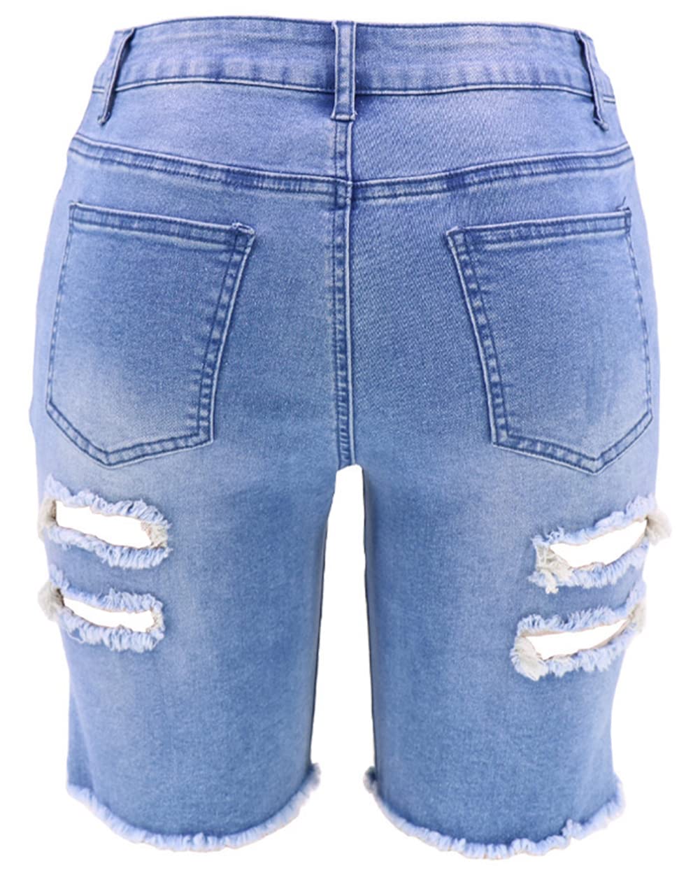CHARTOU Women's High Rise Distressed Denim Shorts - Washed Raw Cut Ripped Bermuda Jeans for Casual Outfits & Summer Fashion