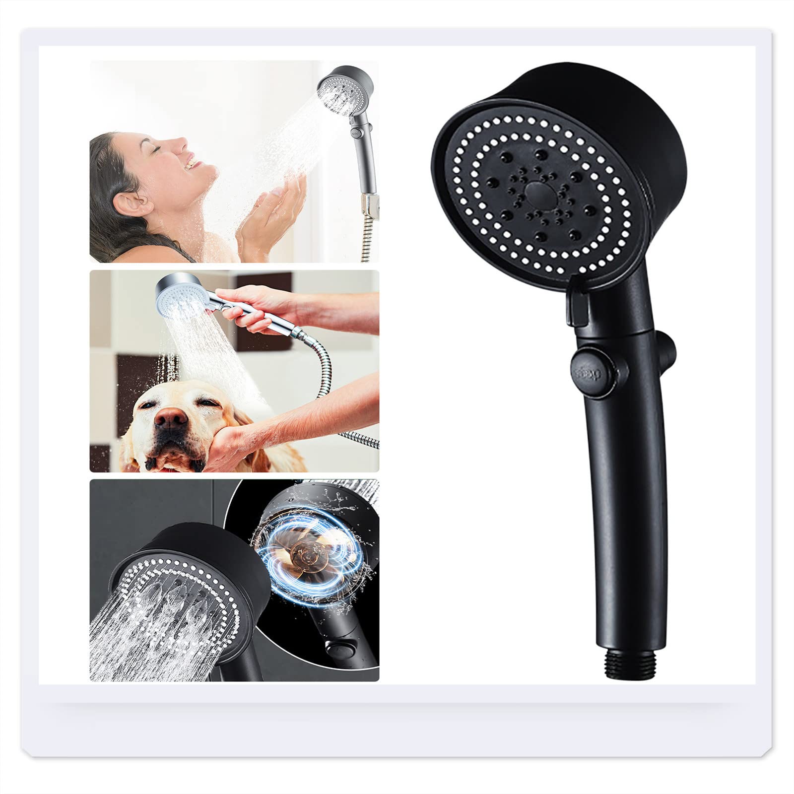 TOUMENY High Pressure Handheld Shower Head - Adjustable Rainfall Showerhead with Super Flow for Bathroom, Household & Spa Use - Perfect for Relaxation, Water Saving & Luxury Shower Experience