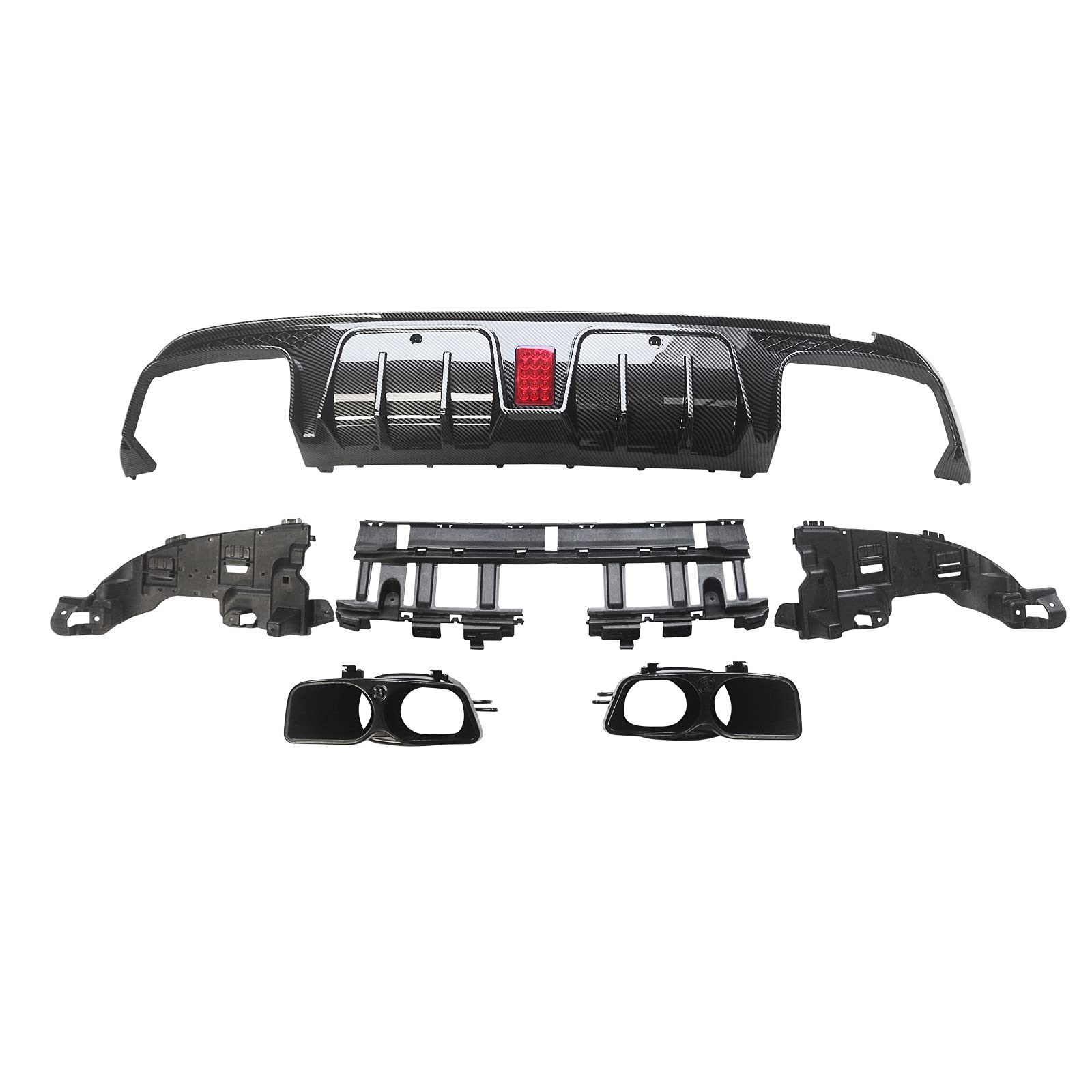 Carbon Fiber Rear Diffuser for 2015-2021 Mercedes-Benz W205 C-Class C63 C63S AMG - ABS Painted B-Style Bumper Upgrade - Enhances Aerodynamics & Sporty Look for Street Racing & Car Shows