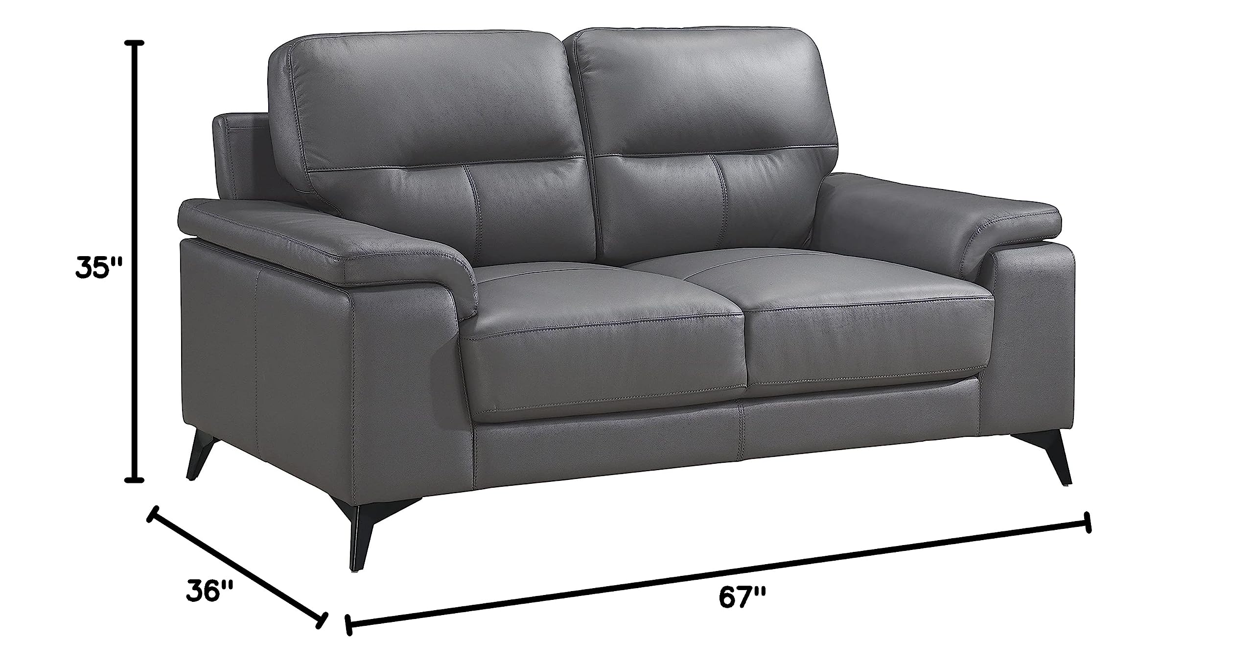 Lexicon Iglesia Modern Loveseat Sofa for Living Room - Dark Gray Upholstered 2-Seater Couch, Perfect for Small Spaces, Apartments & Cozy Home Decor