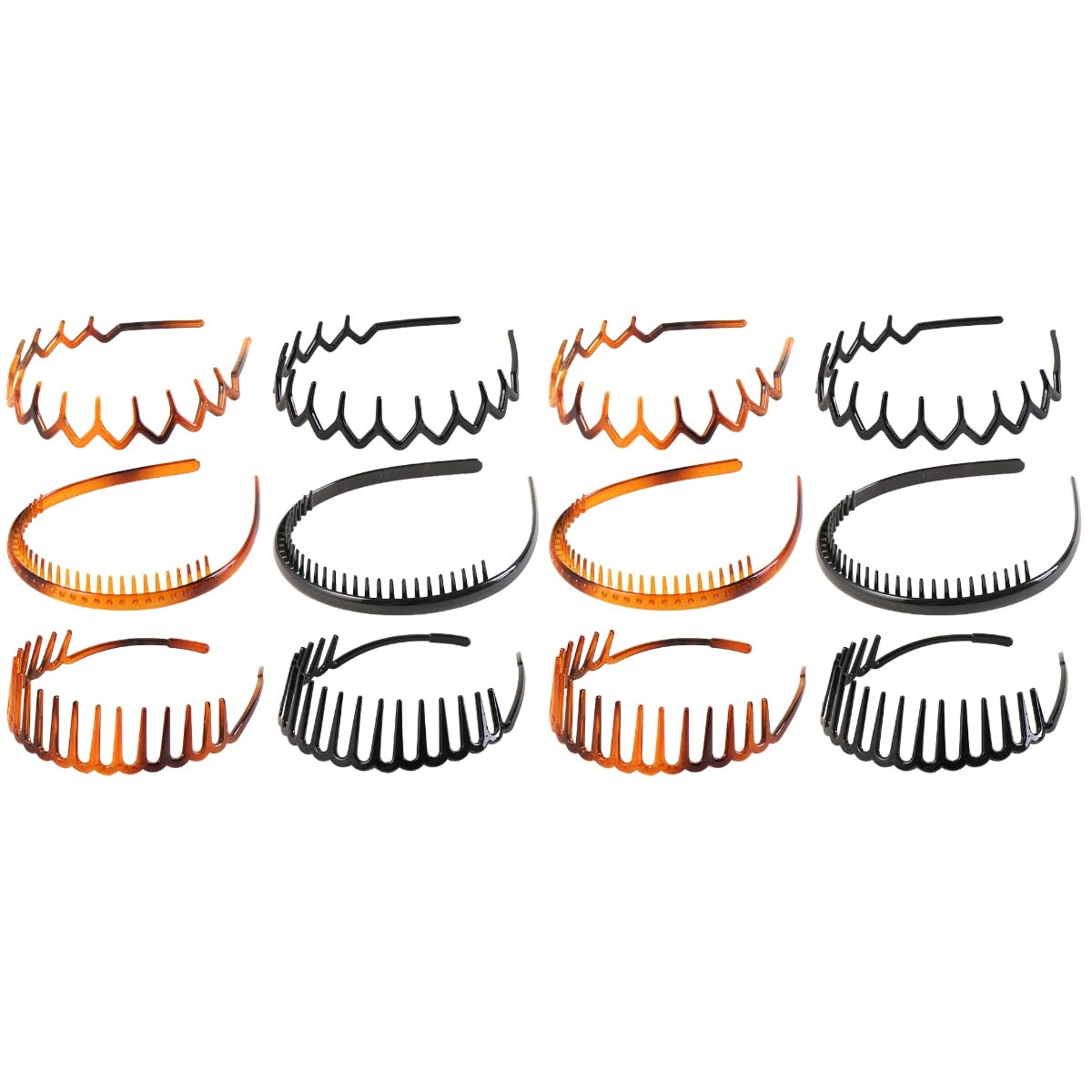 FOMIYES 12-Pack Claw Headbands for Women - Plastic Teeth Comb Hair Hoop, Non-Slip Hair Bands for Yoga, Workout & Daily Styling - Wavy Design Hair Accessories