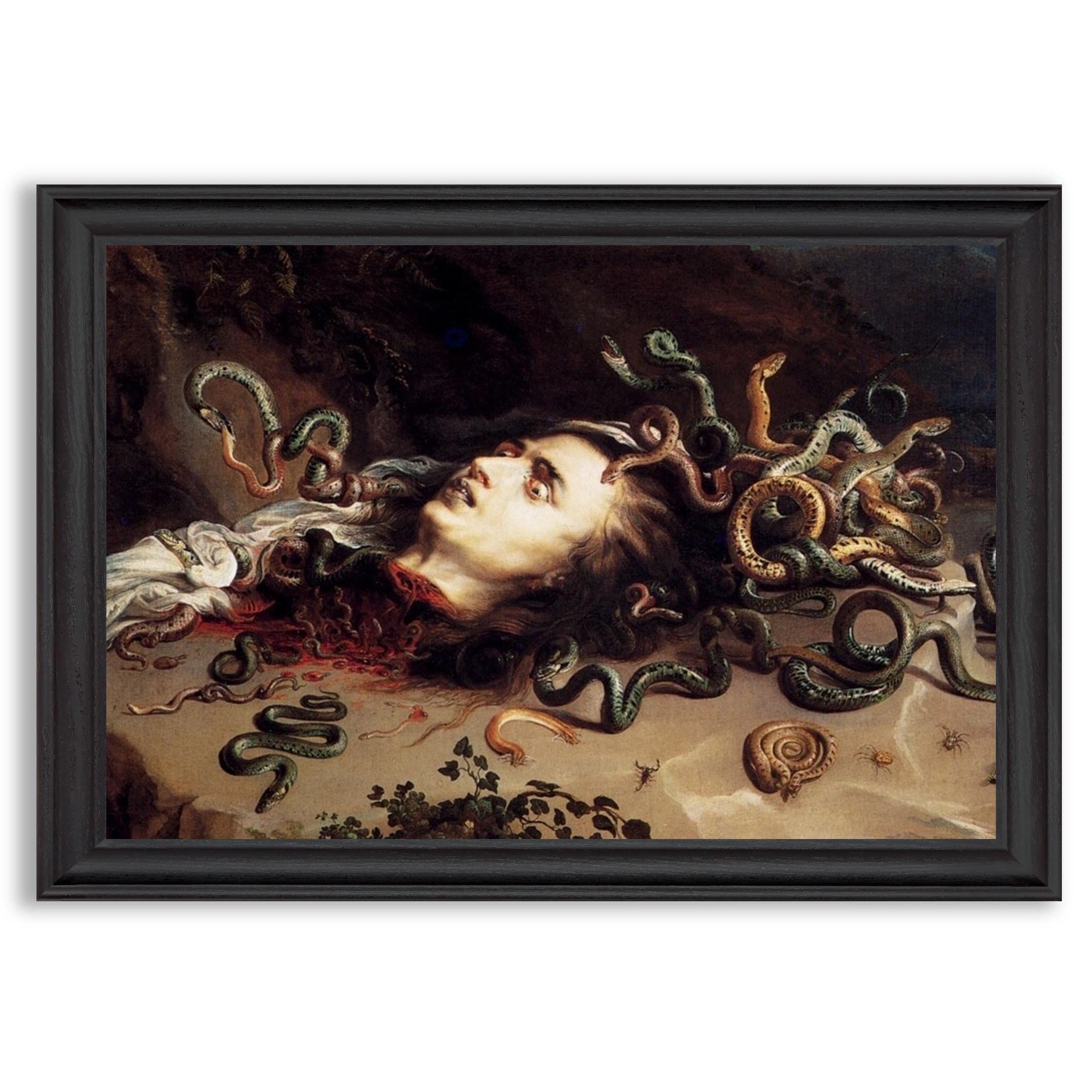 Head of Medusa by Peter Paul Rubens - Framed Art Print Reproduction in Wood Frame | Museum-Quality Fine Art Poster for Home & Office Decor | Perfect for Bedroom, Living Room & Gallery Wall Displays | Greek Mythology Wall Art Gift Idea