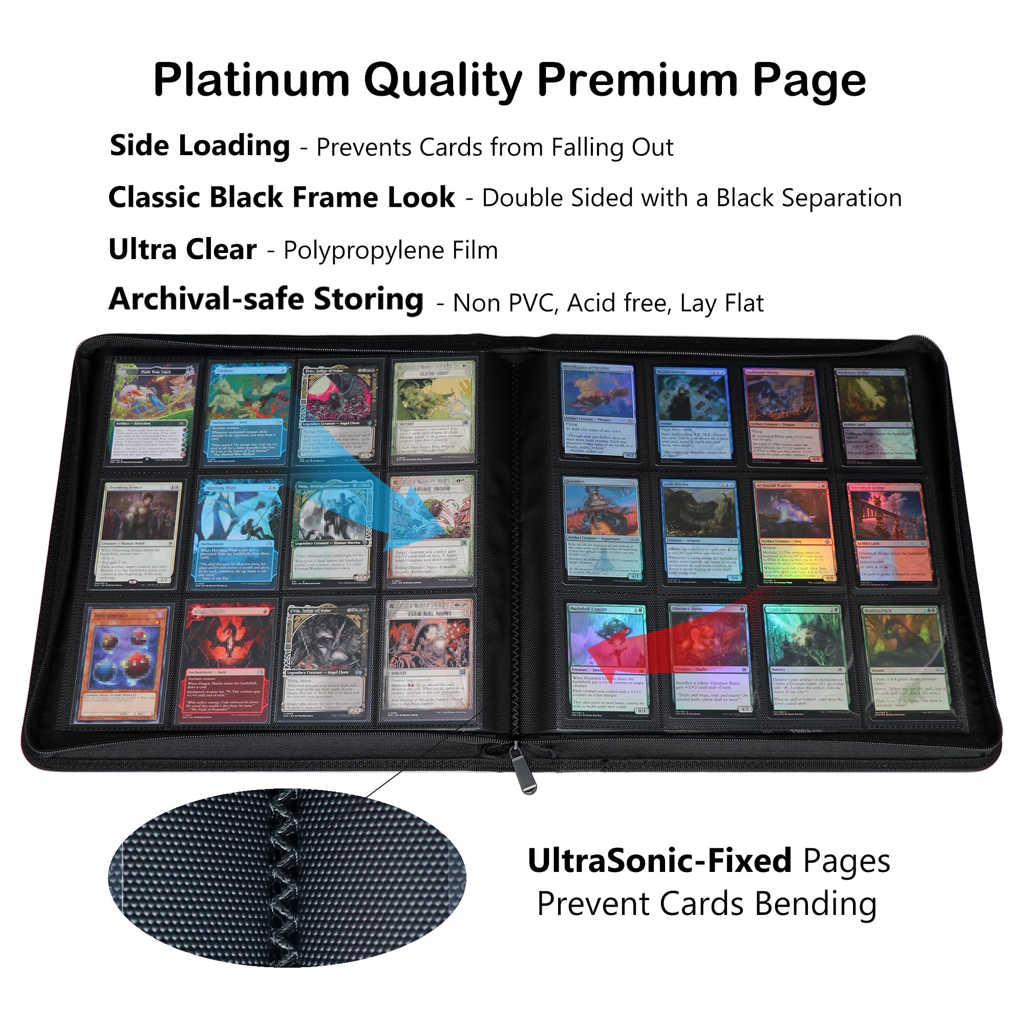 Rayvol Premium 12-Pocket 720 Card Binder - Ringless Trading Card Album with Side Loading Black Pages | Perfect for TCG Collectors, Pokemon, MTG & Sports Cards Storage | Organize & Protect Your Valuable Card Collection