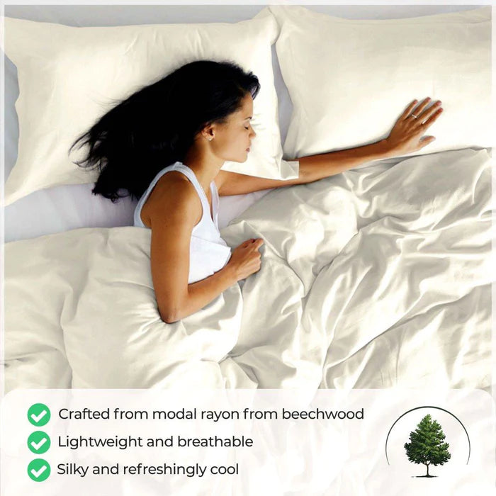 Premium 300 Thread Count Modal Duvet Cover Set - Soft & Breathable Beechwood Fabric - Perfect for Bedroom, Hotel, and Guest Room Comfort